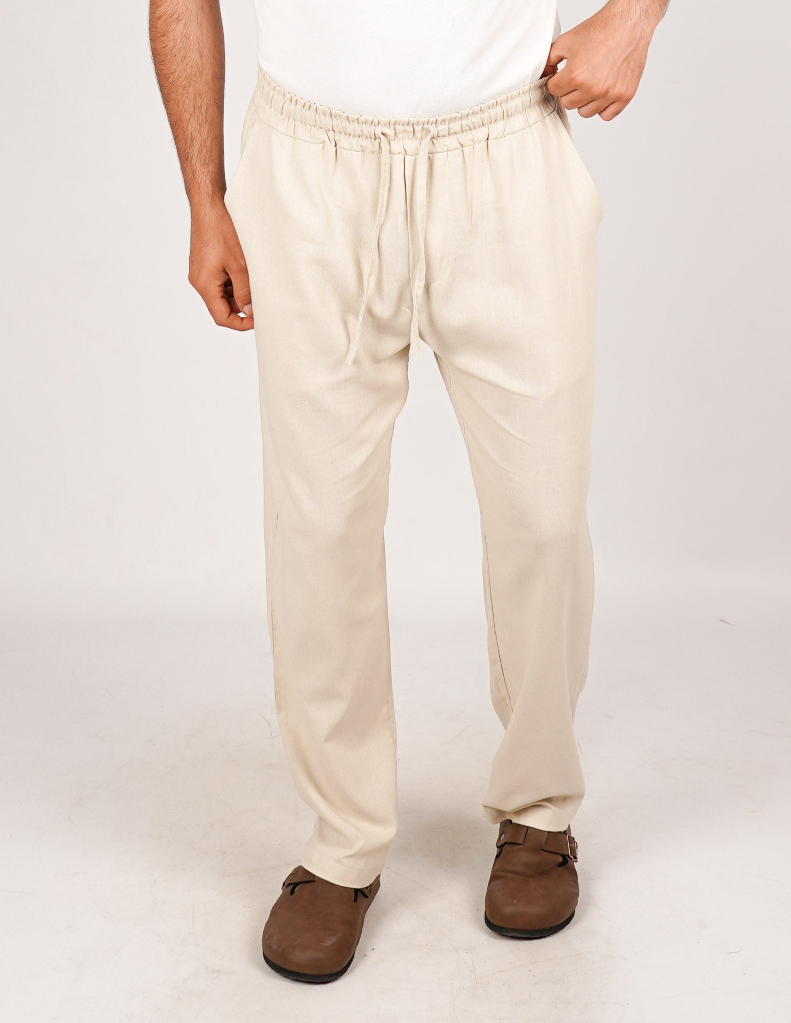 Pantalone con elastico lino
