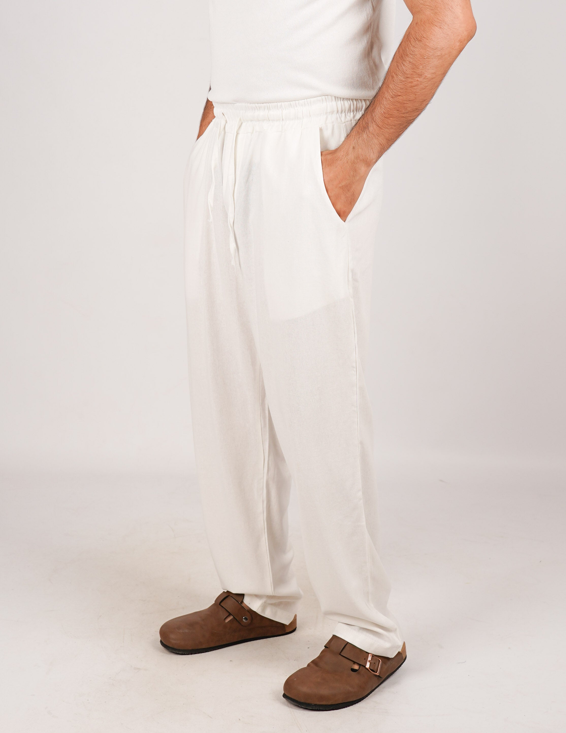 Pantalone con elastico lino