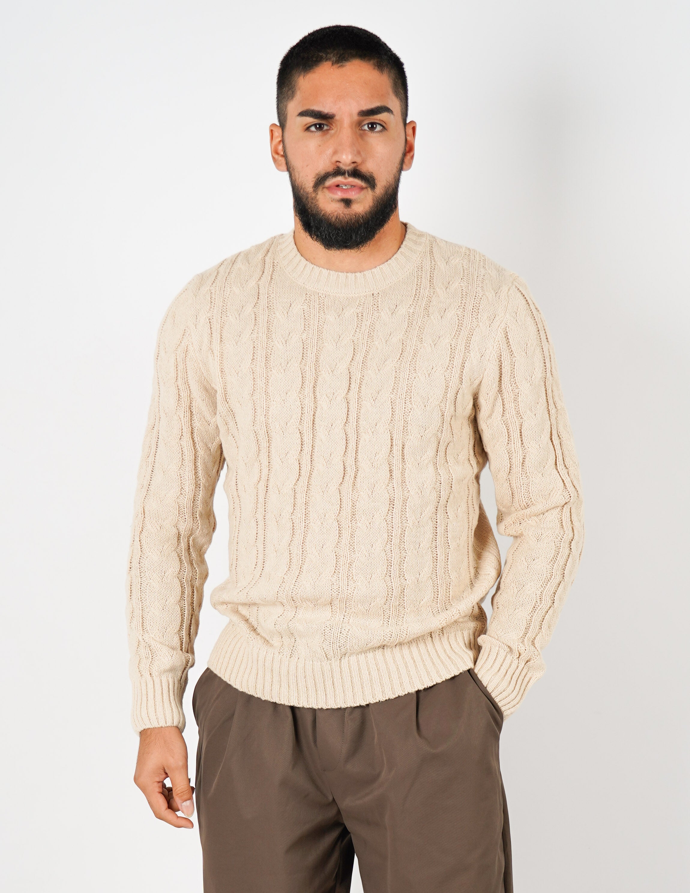 Maglione manica lunga intrecciato