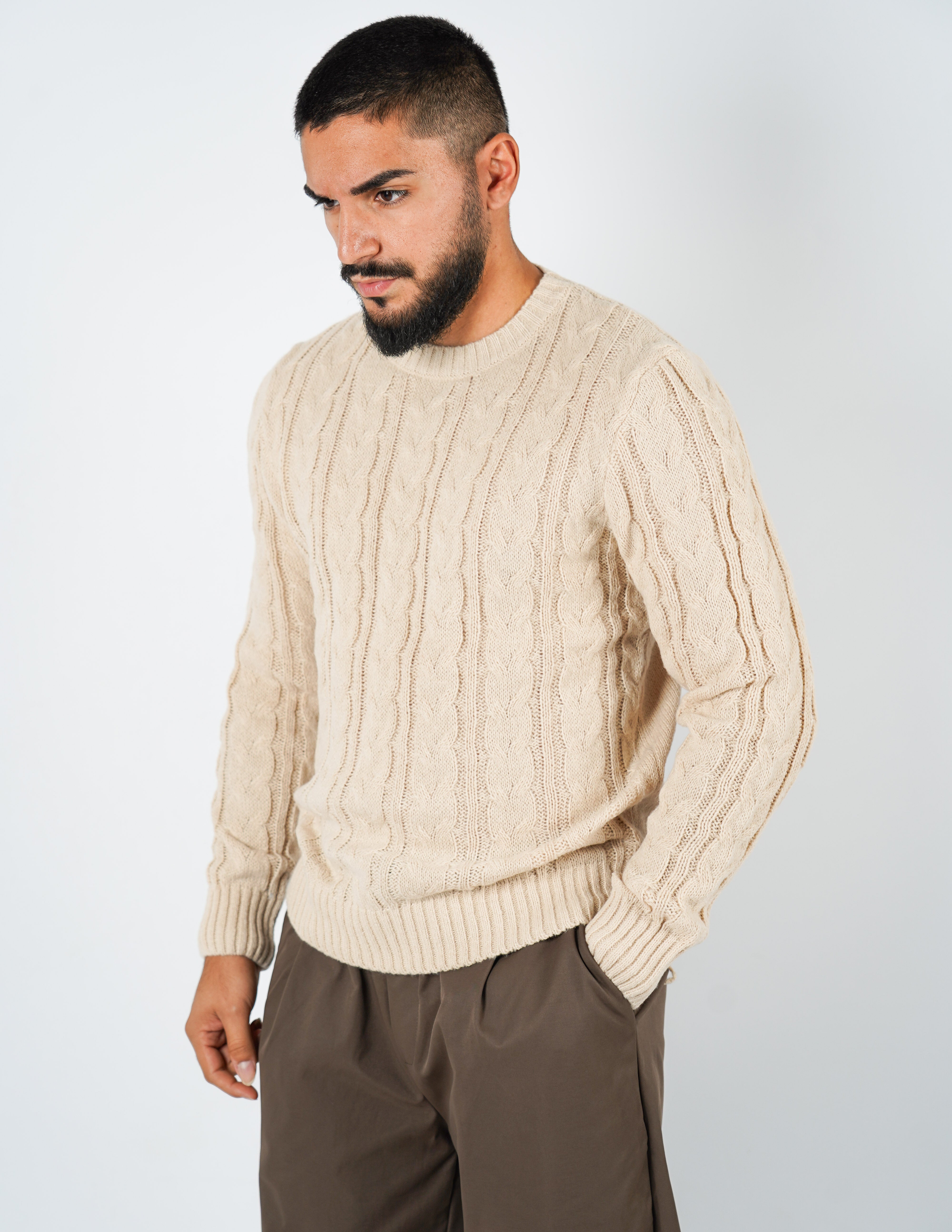 Maglione manica lunga intrecciato