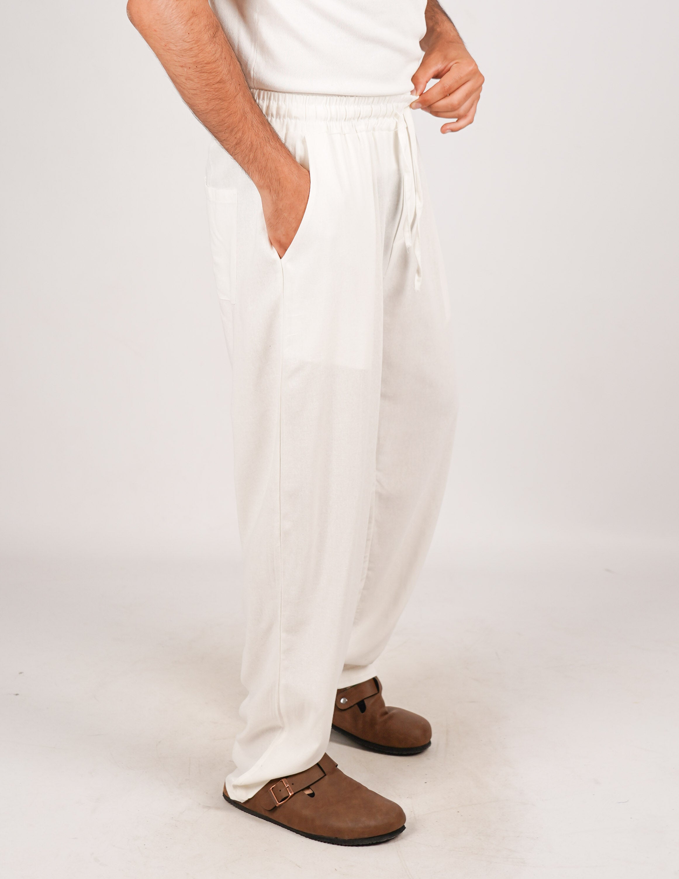 Pantalone con elastico lino
