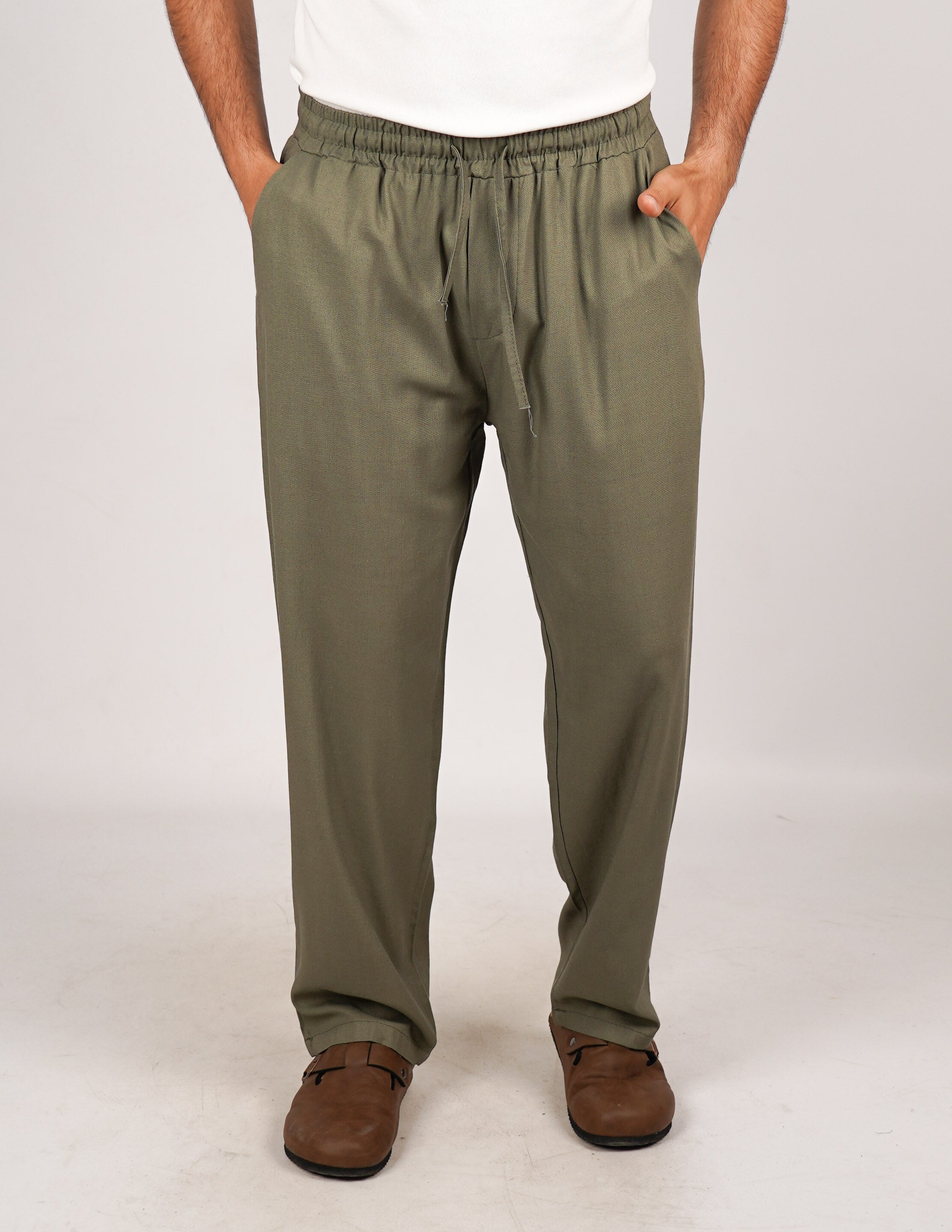 Pantalone con elastico lino
