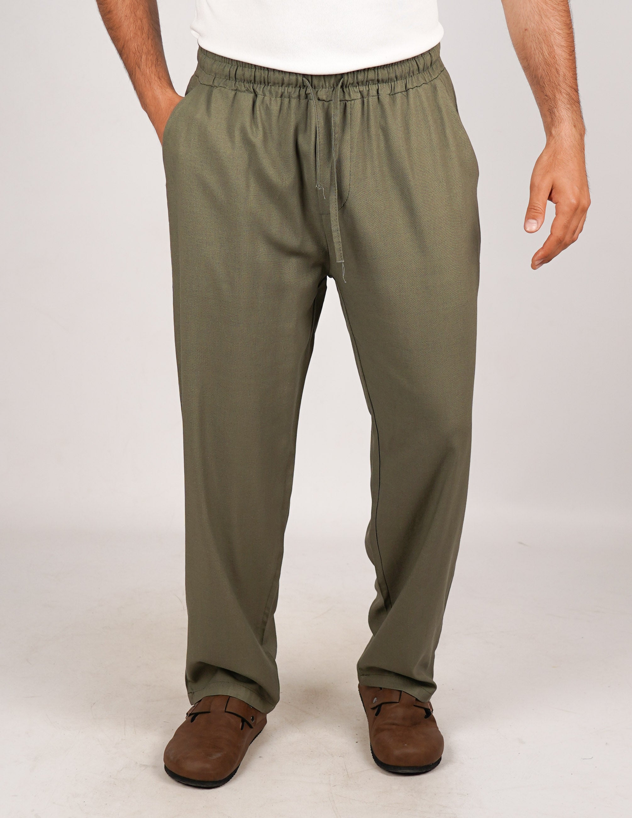 Pantalone con elastico lino