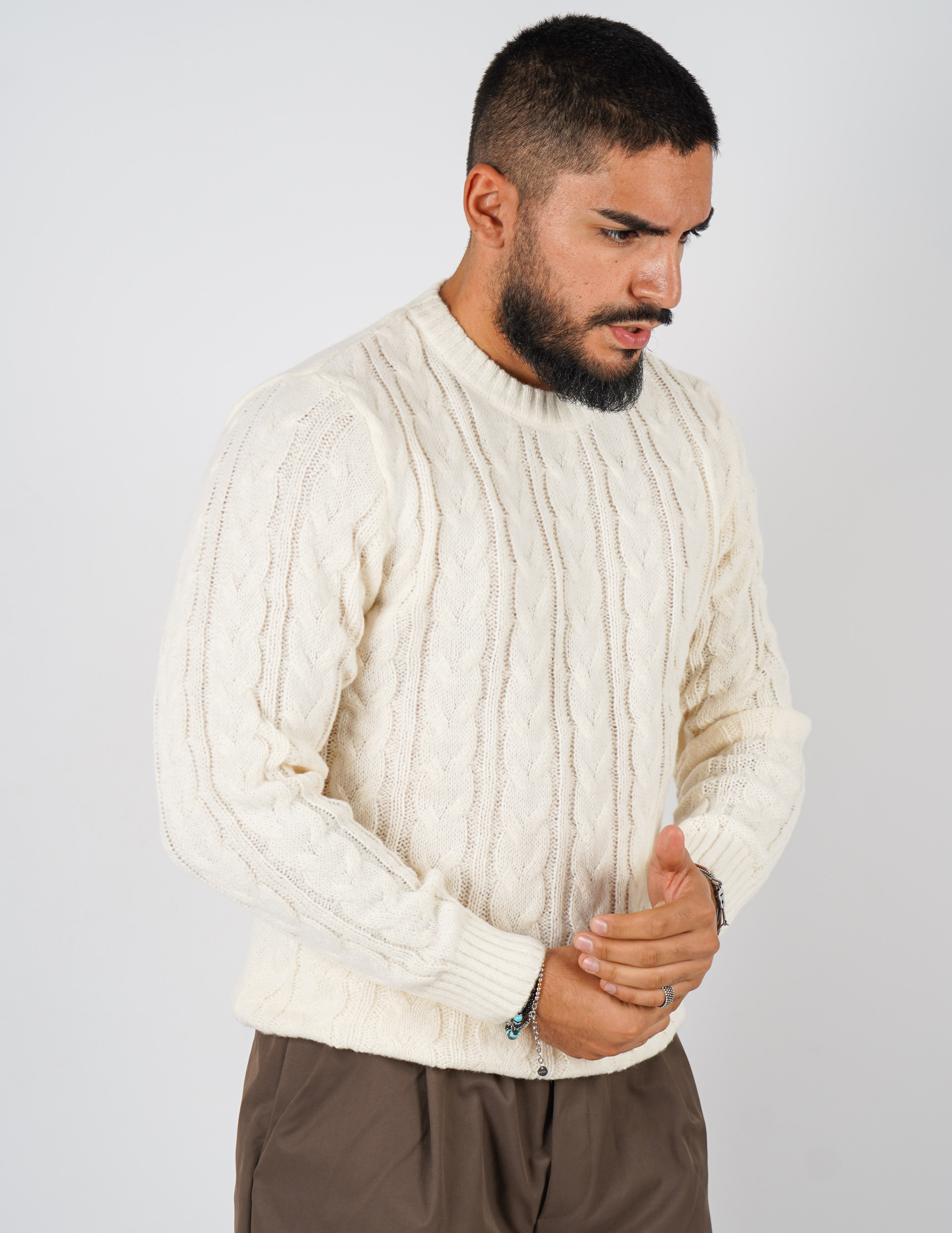 Maglione manica lunga intrecciato