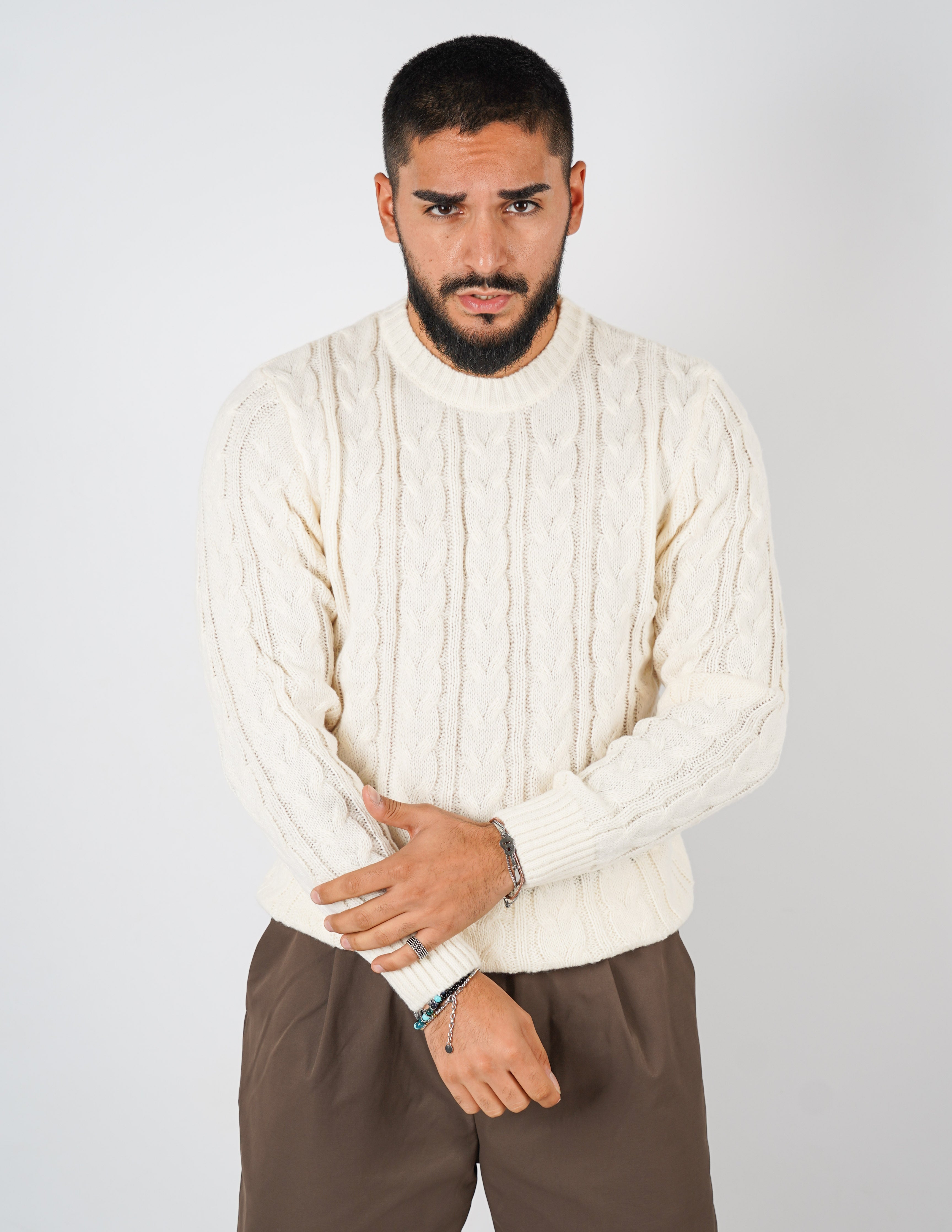 Maglione manica lunga intrecciato