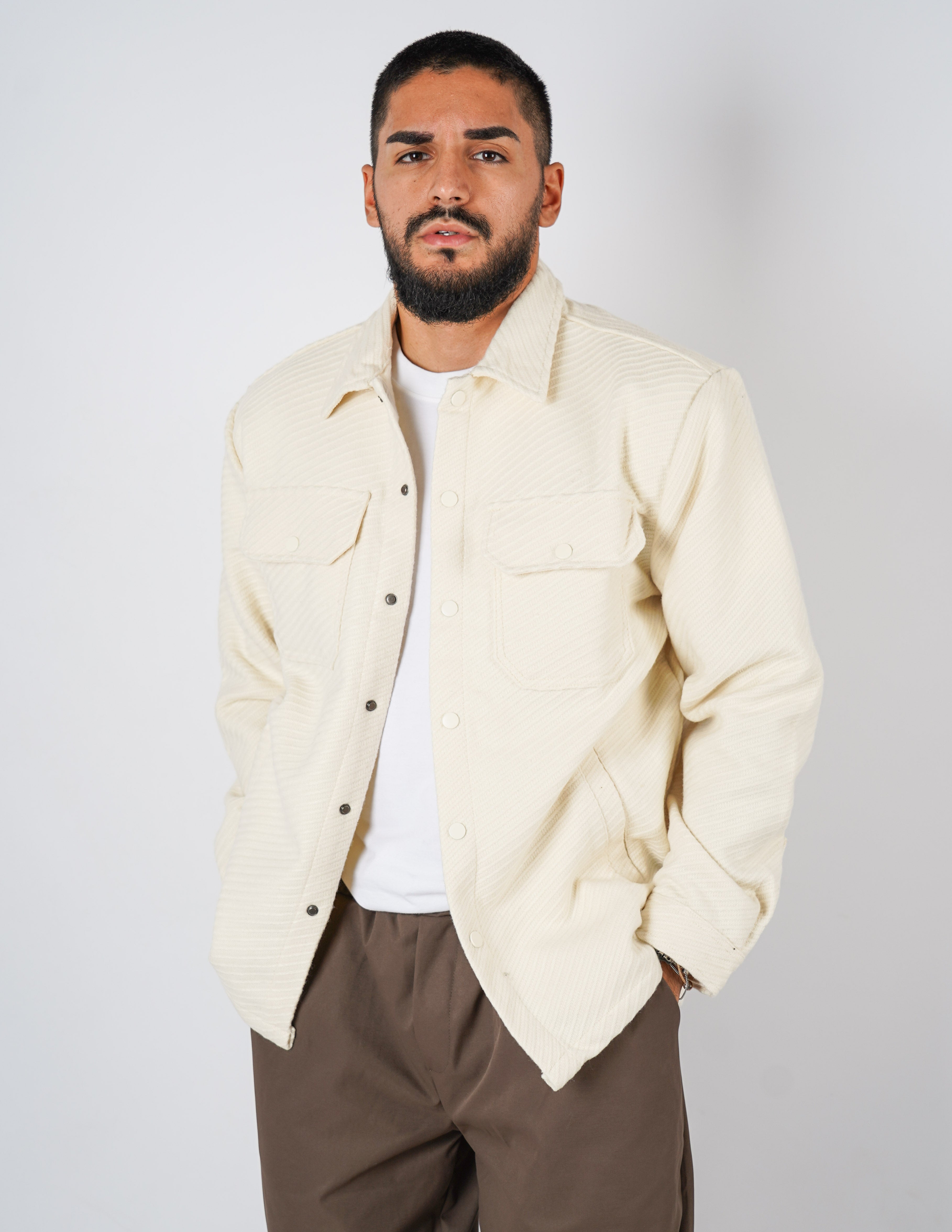 Overshirt in tessuto diagolane