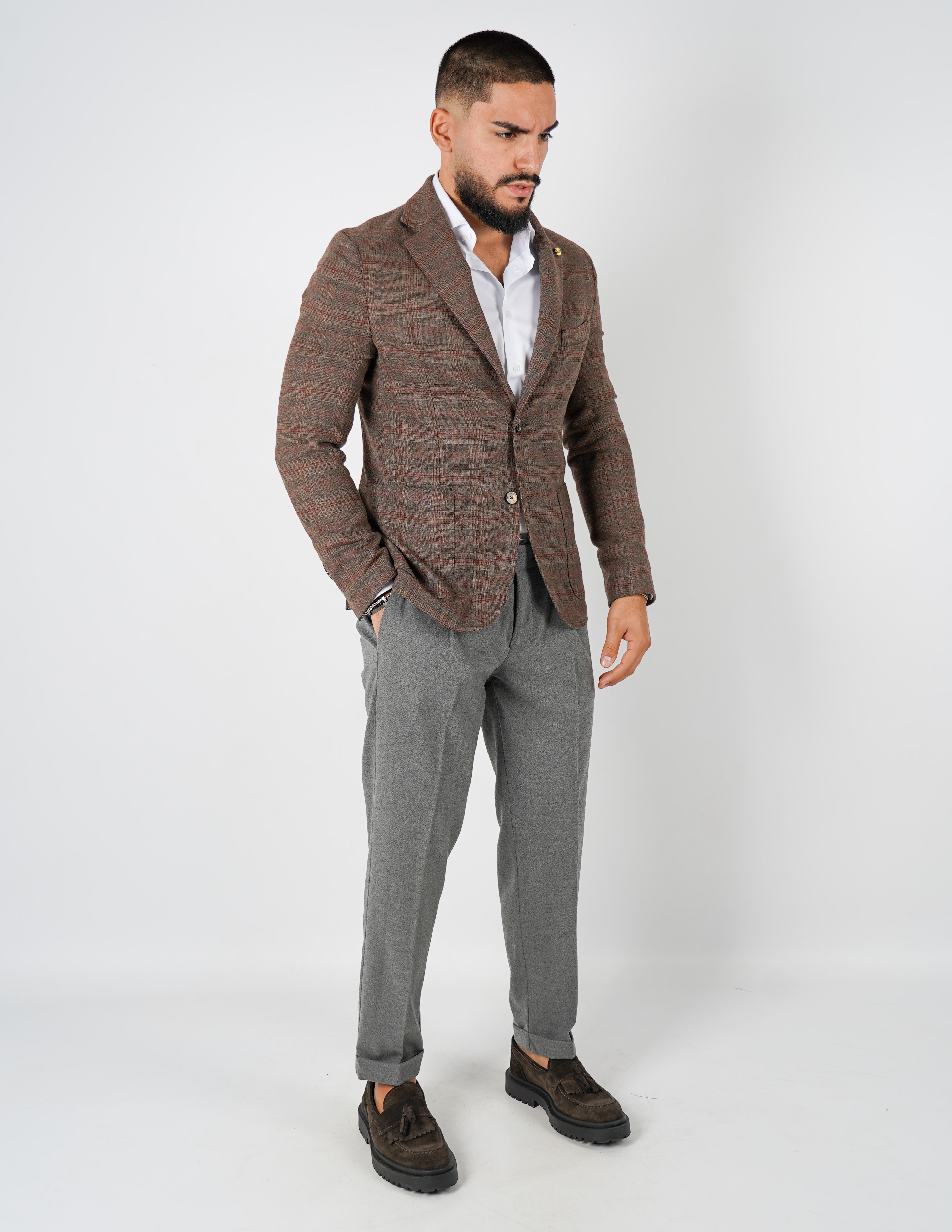 Abito monopetto a quadri