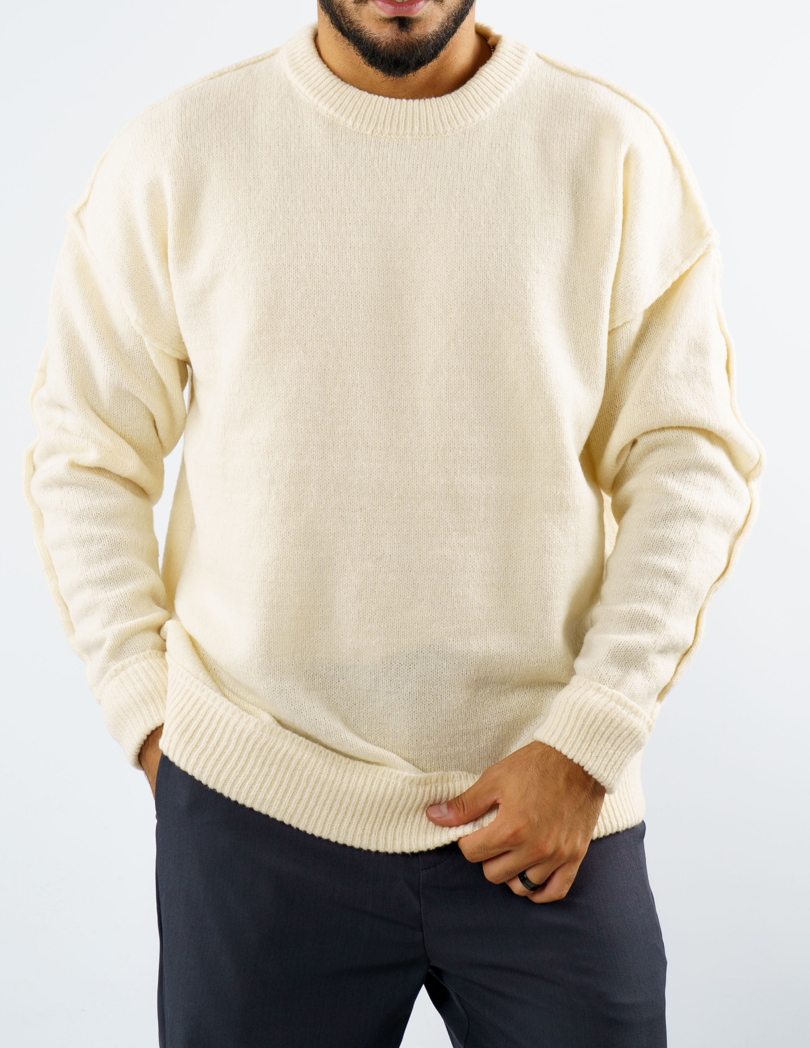maglione manica lunga con cuciture esterne