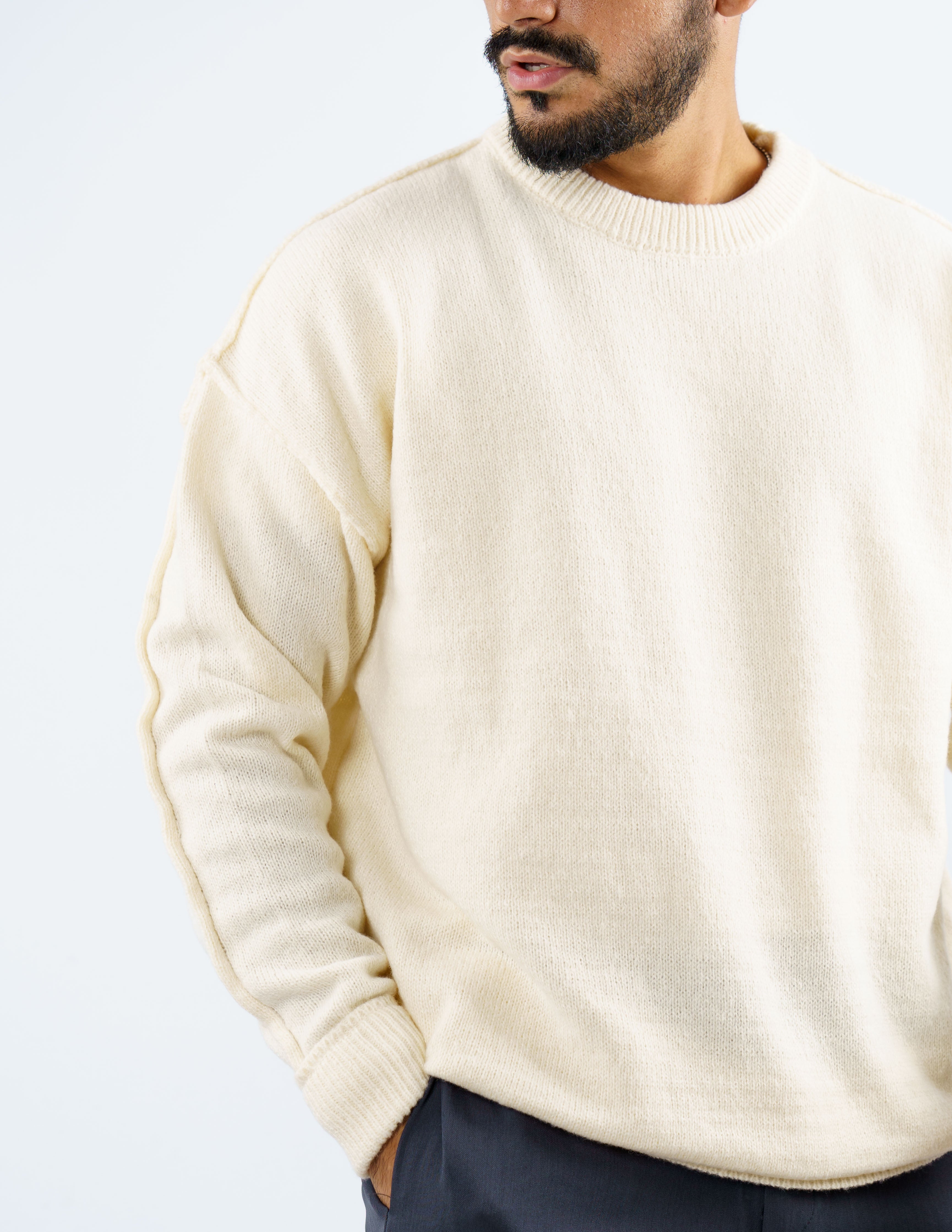 maglione manica lunga con cuciture esterne