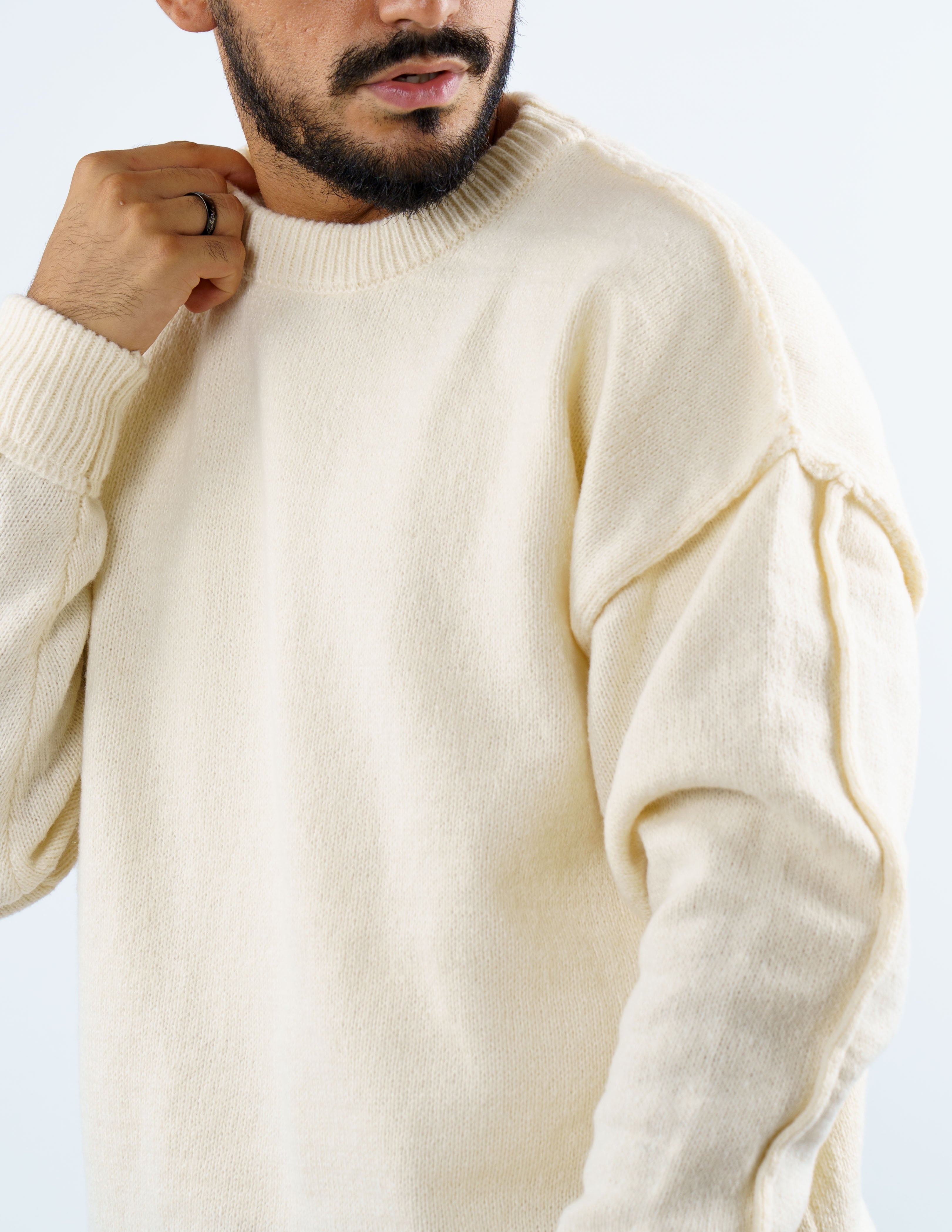 maglione manica lunga con cuciture esterne