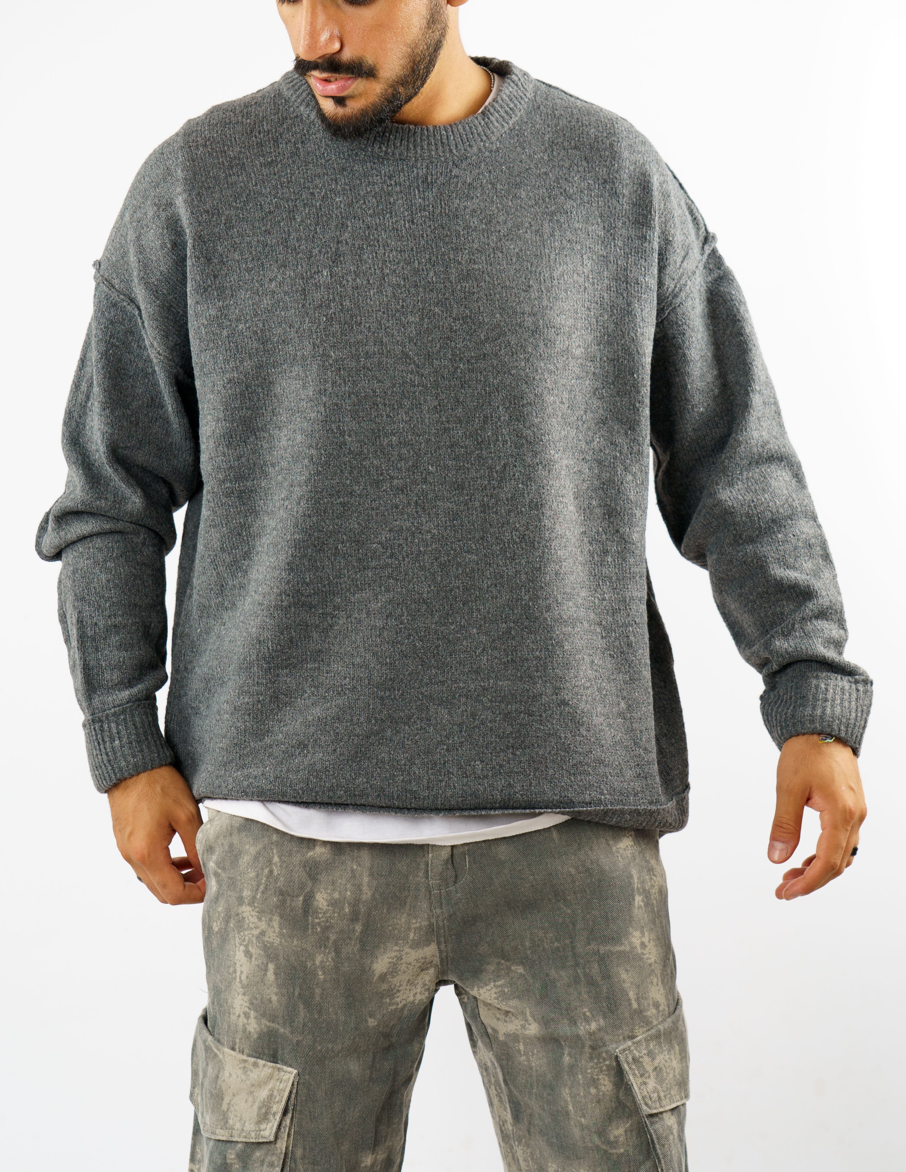 maglione manica lunga con cuciture esterne