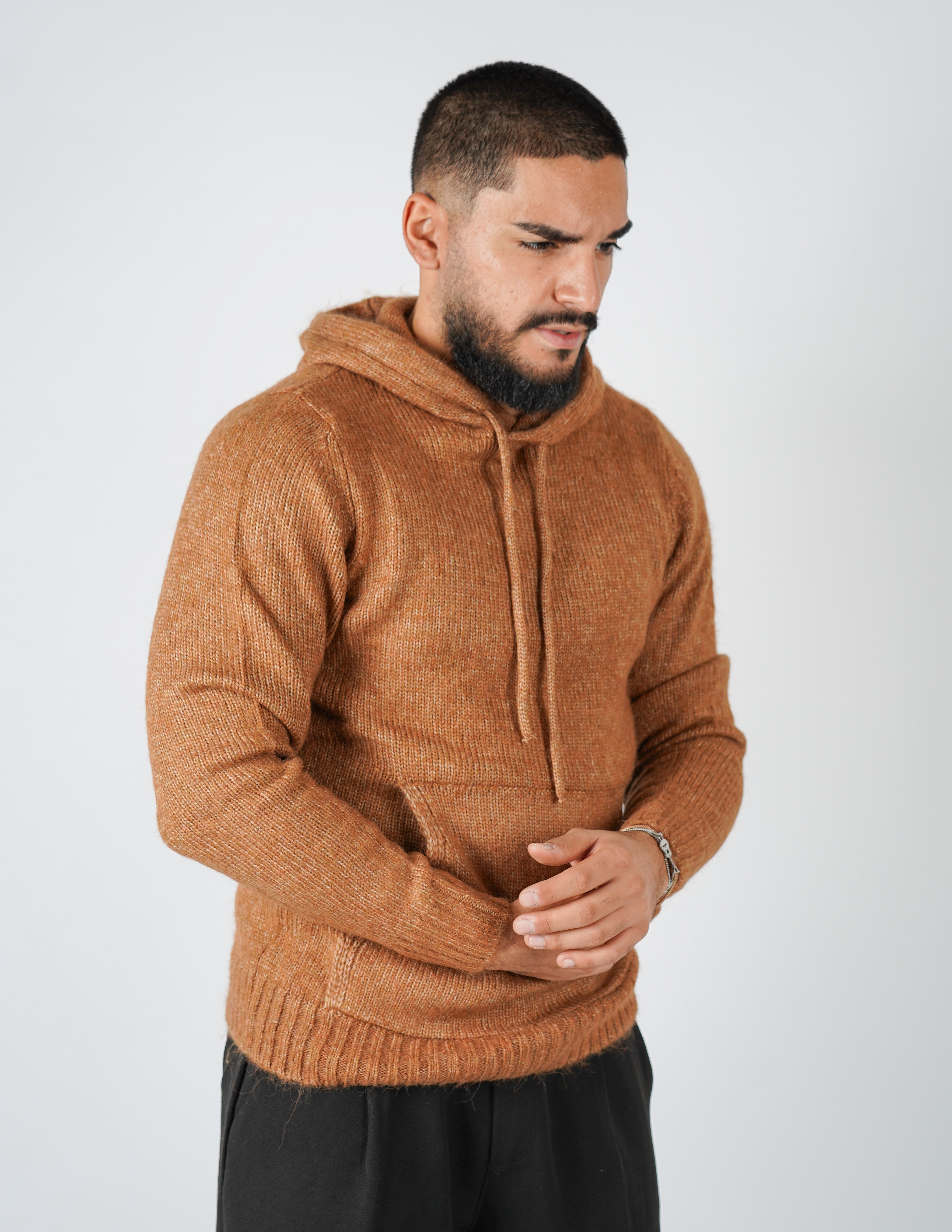 MAGLIONE IN MISTO LANA CON CAPPUCCIO