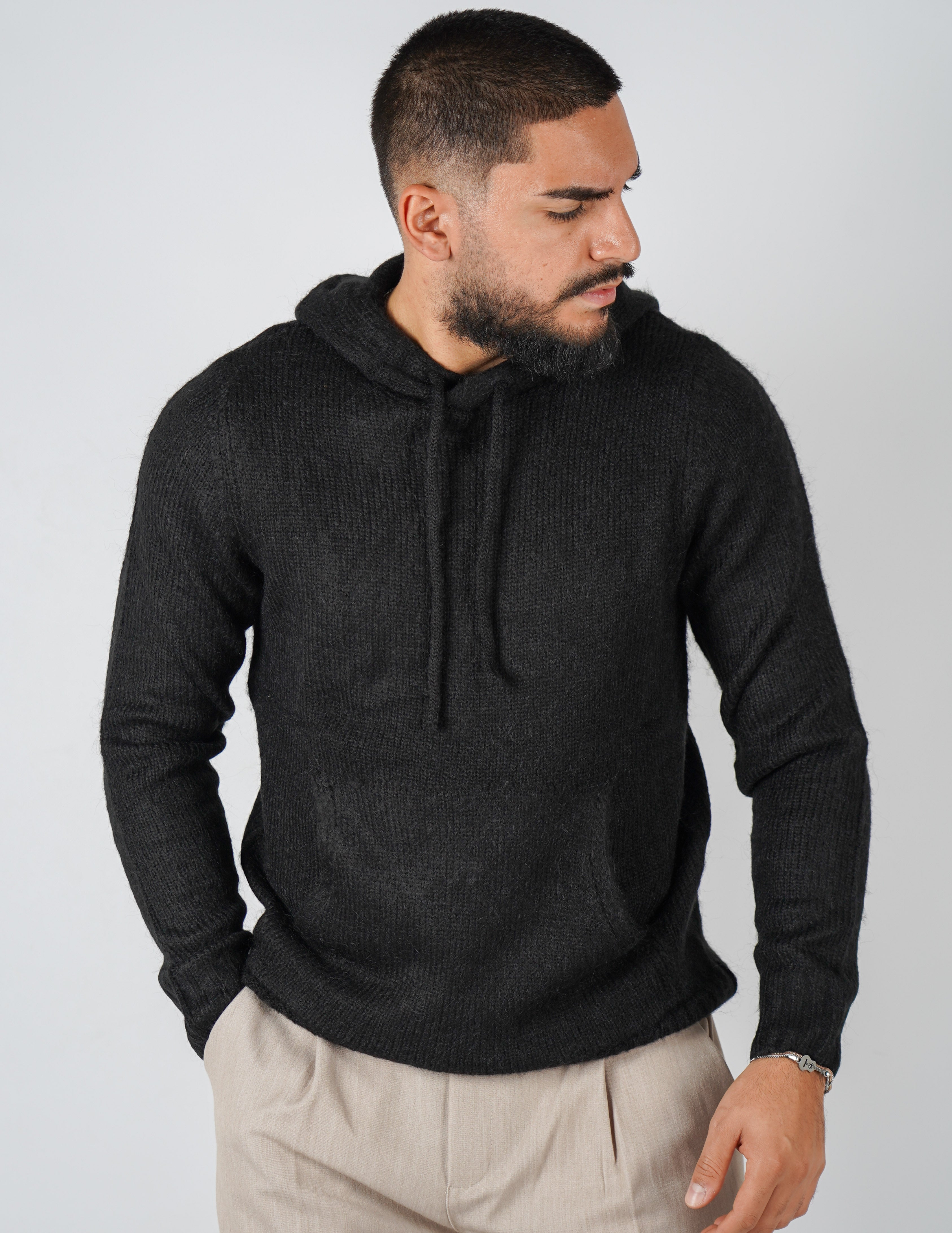 MAGLIONE IN MISTO LANA CON CAPPUCCIO