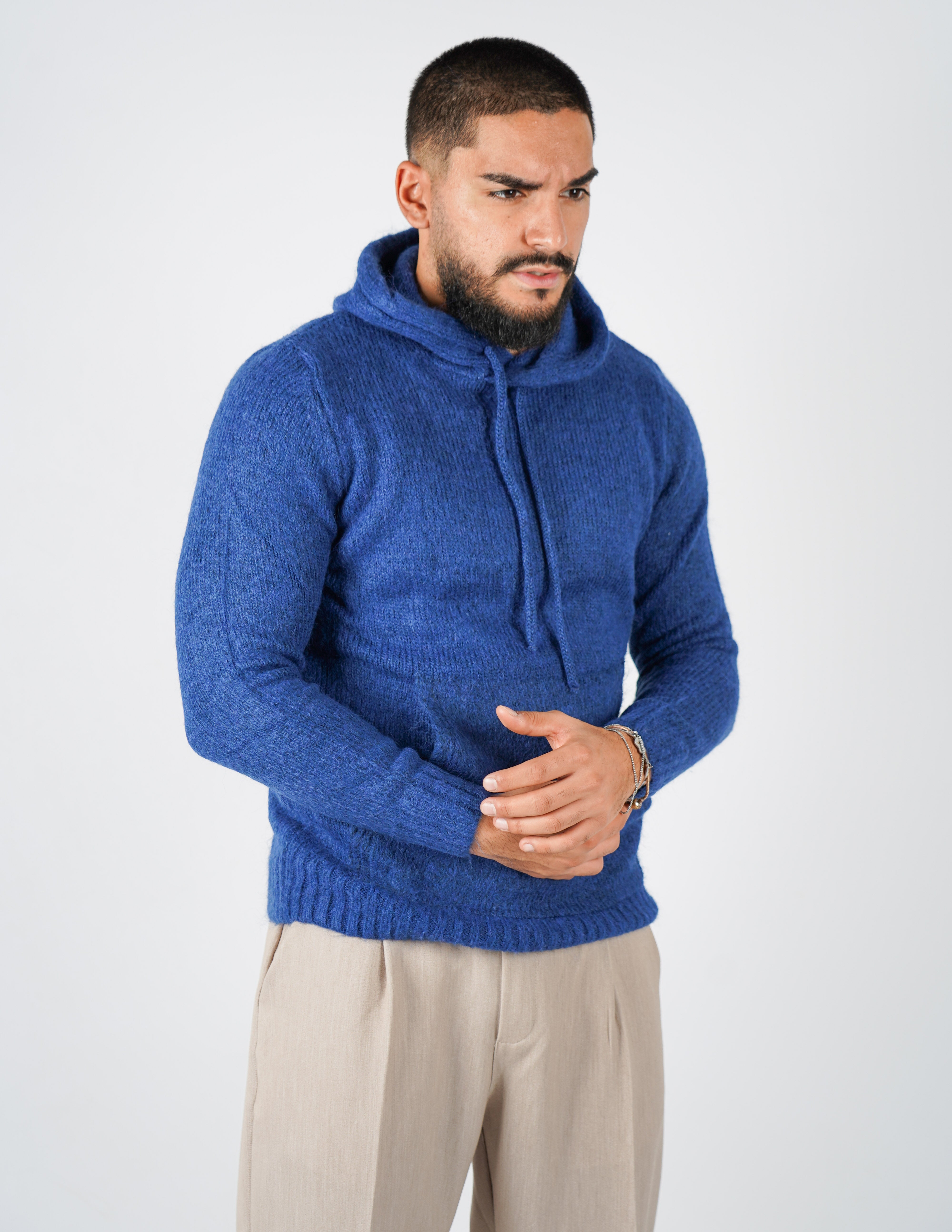 MAGLIONE IN MISTO LANA CON CAPPUCCIO