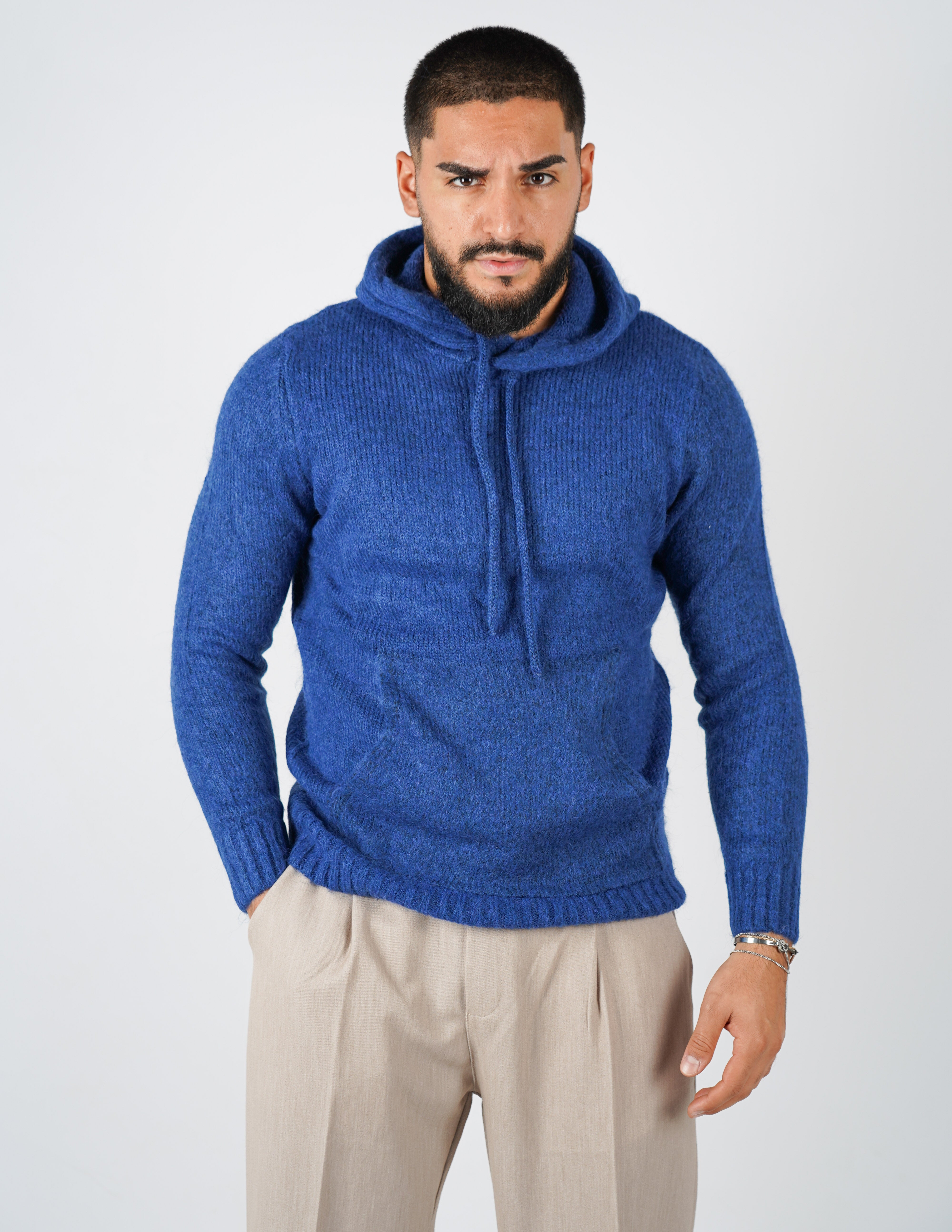 MAGLIONE IN MISTO LANA CON CAPPUCCIO