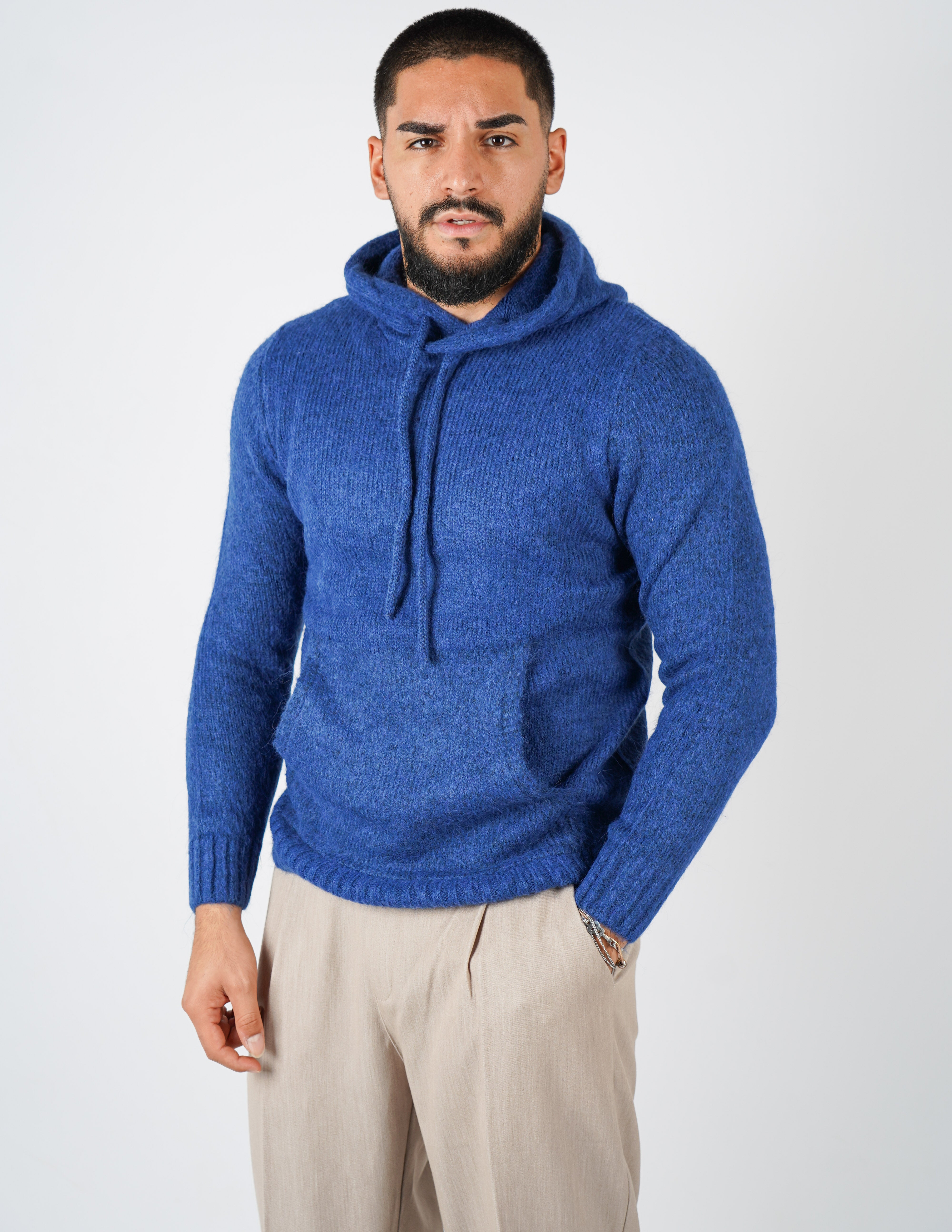 MAGLIONE IN MISTO LANA CON CAPPUCCIO