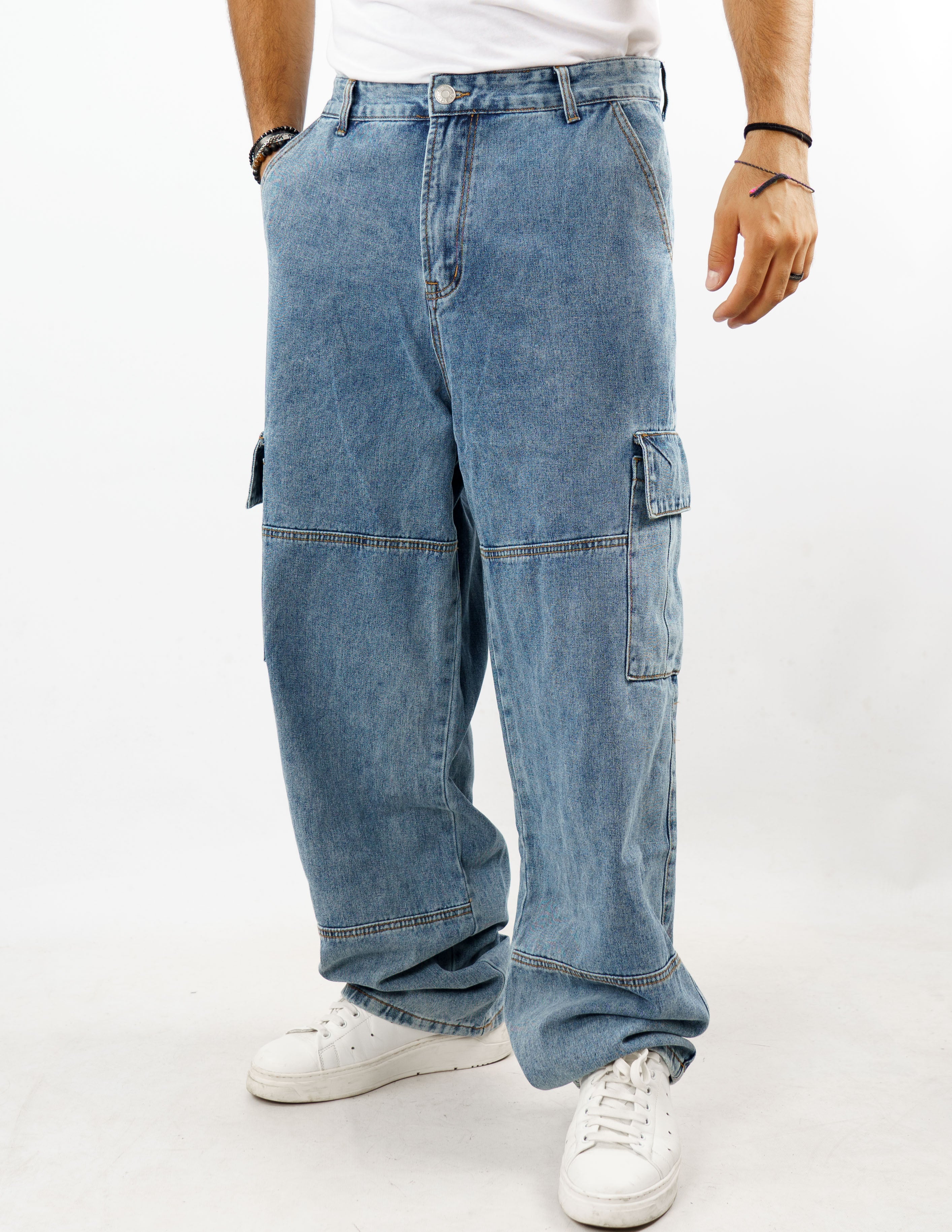 jeans wide fit cargo denim