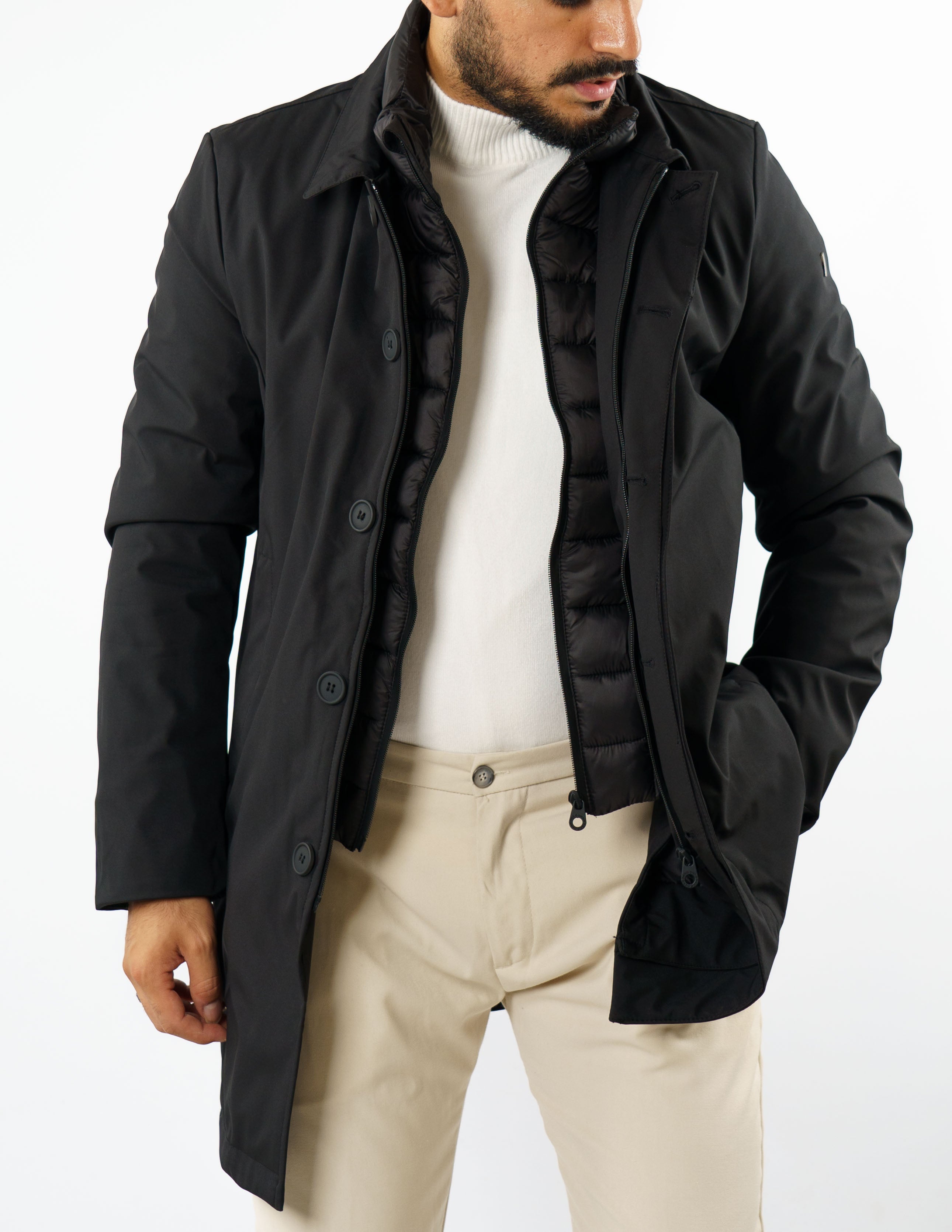 trench con pettorina staccabile over d