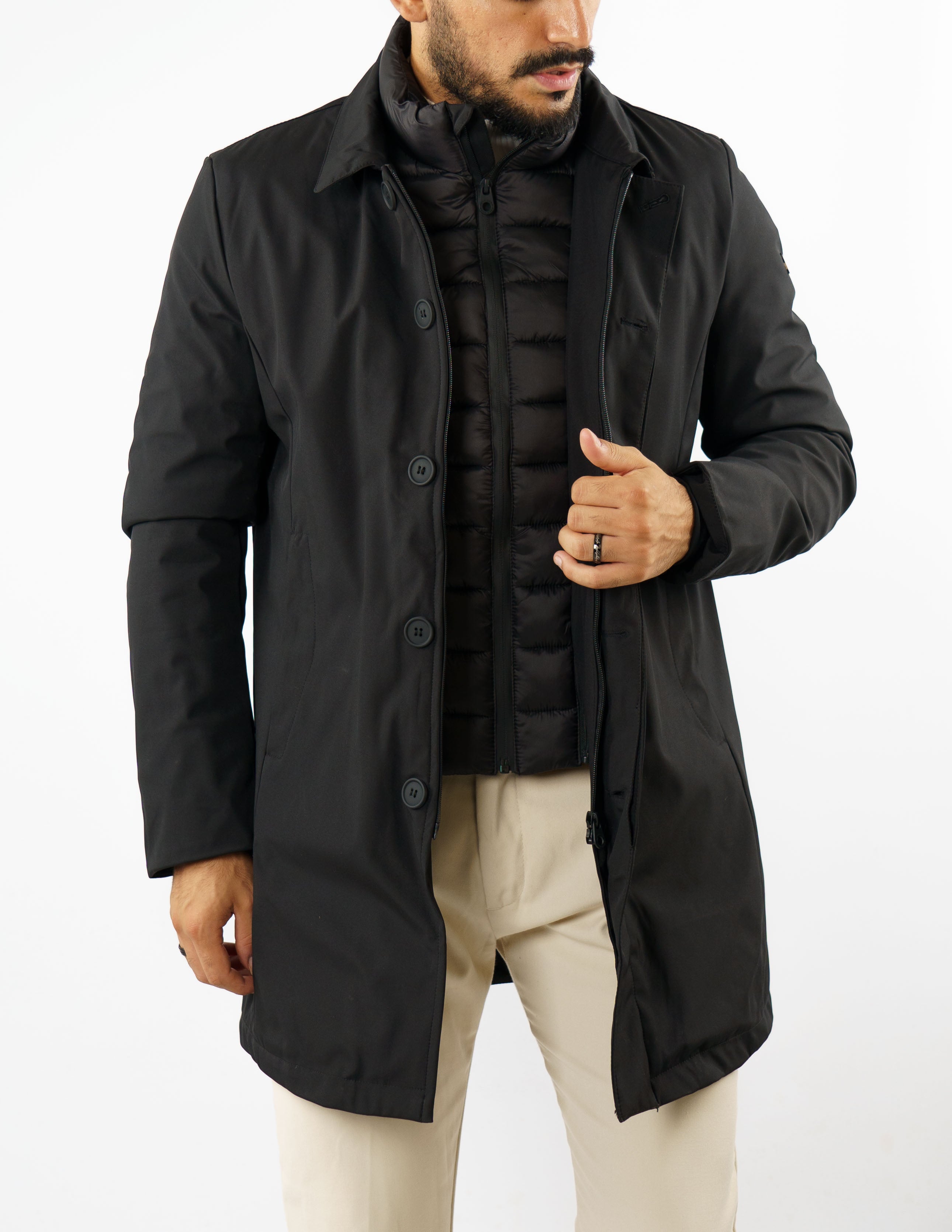 trench con pettorina staccabile over d