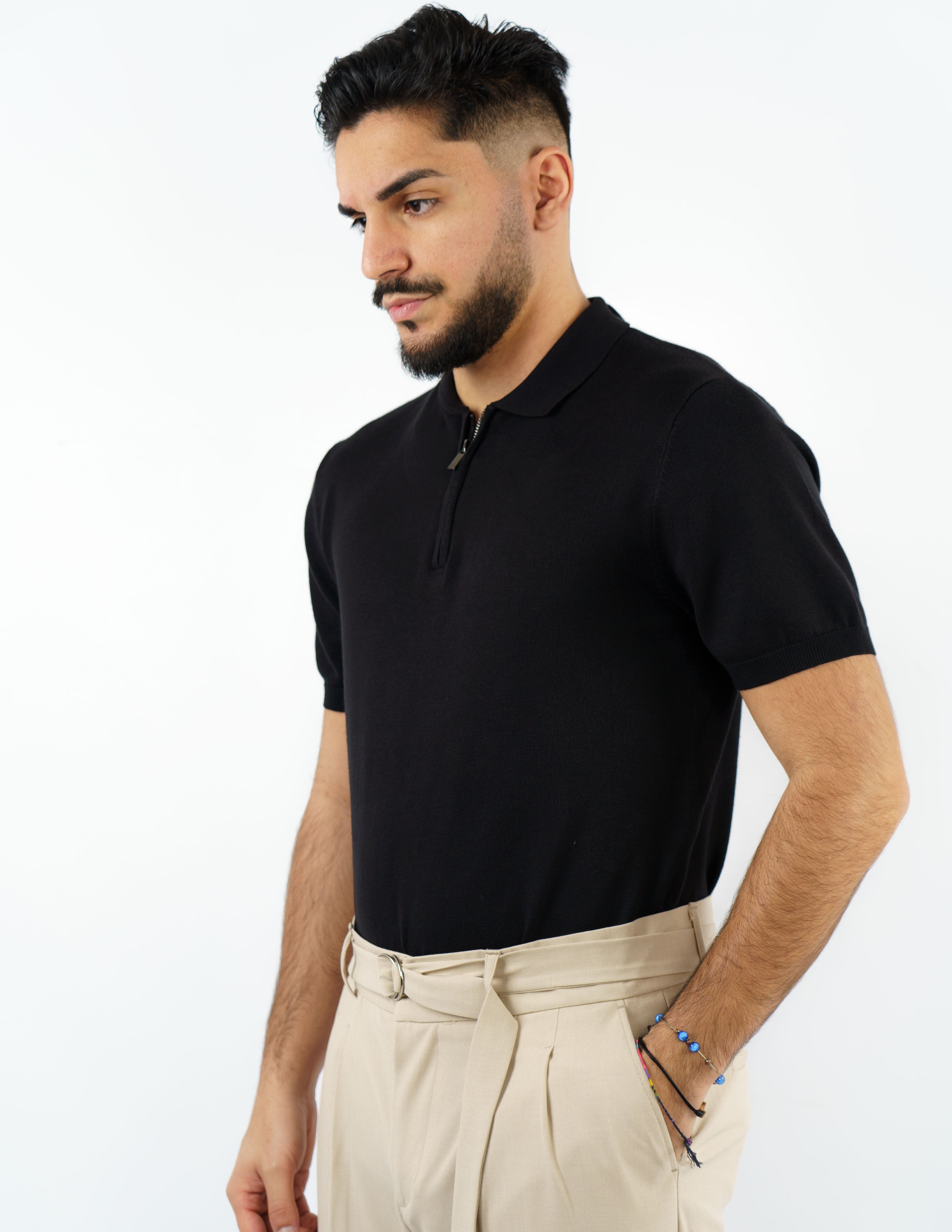 Polo manica corta con zip