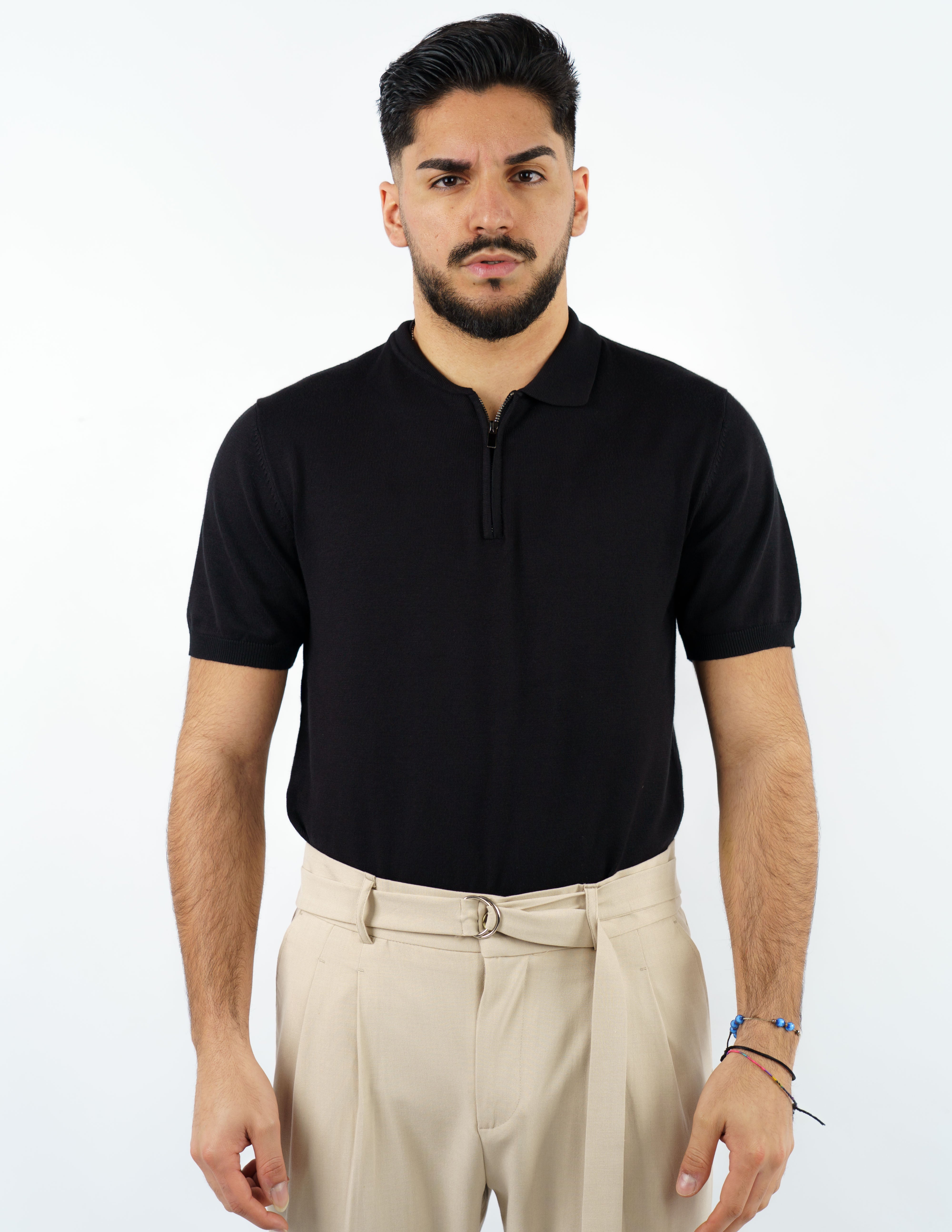 Polo manica corta con zip