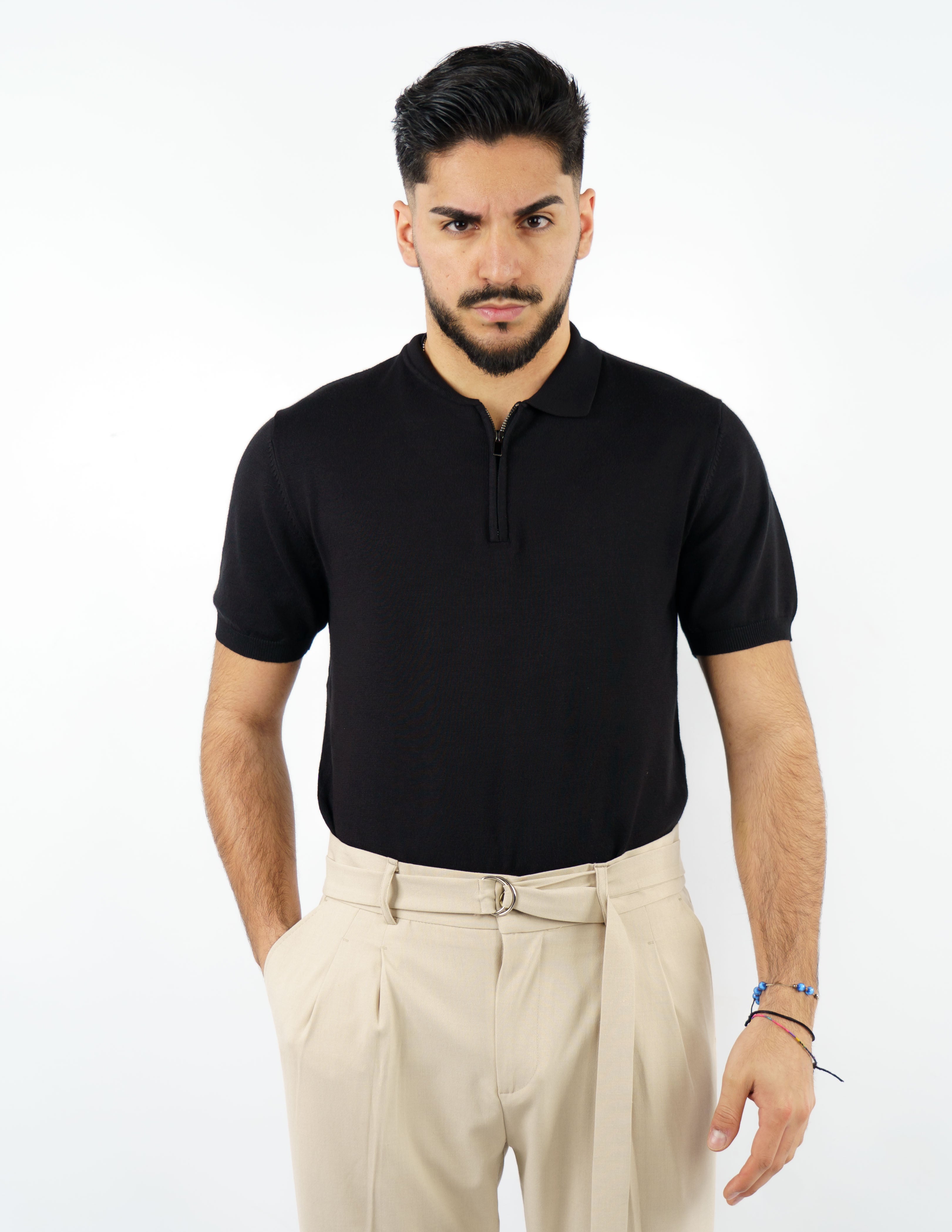 Polo manica corta con zip