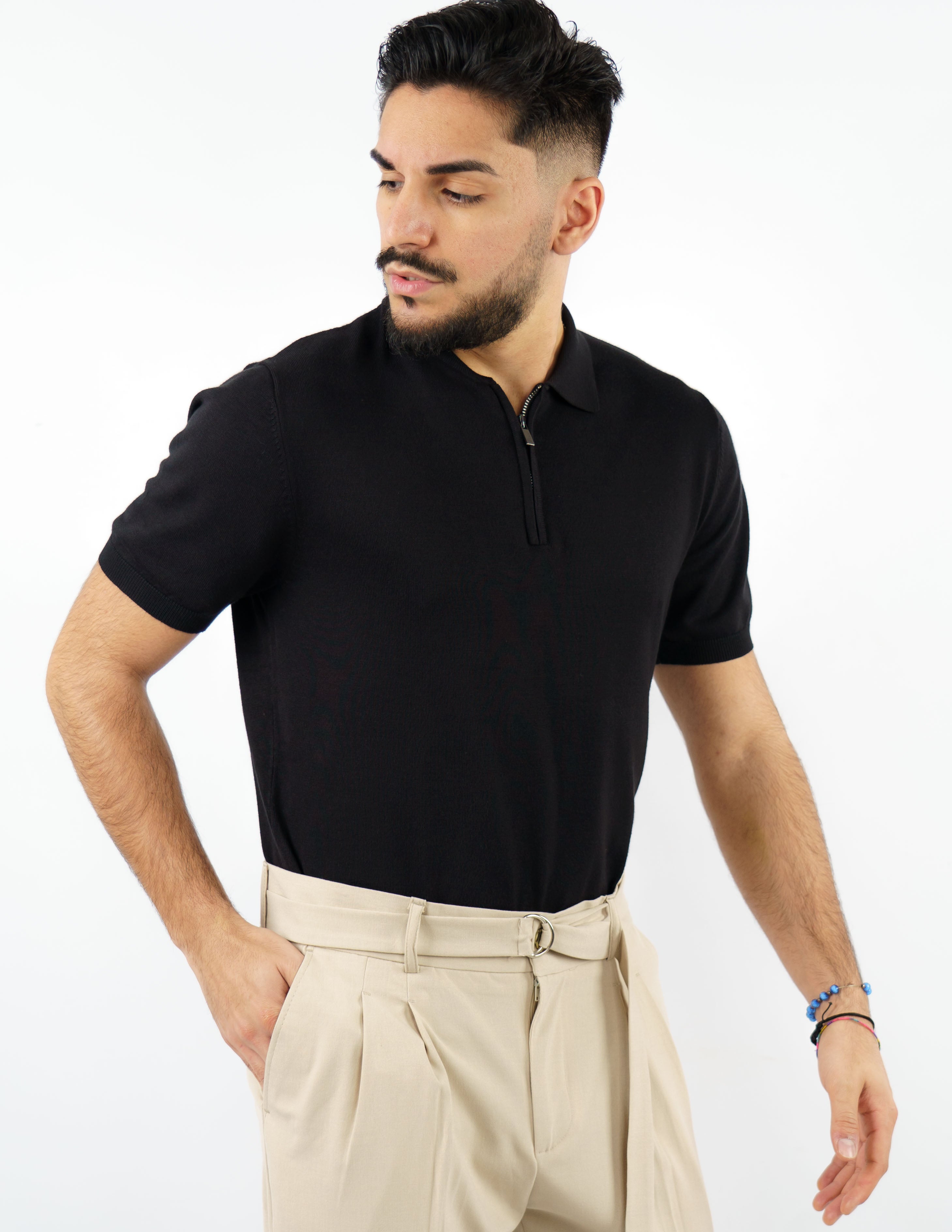 Polo manica corta con zip
