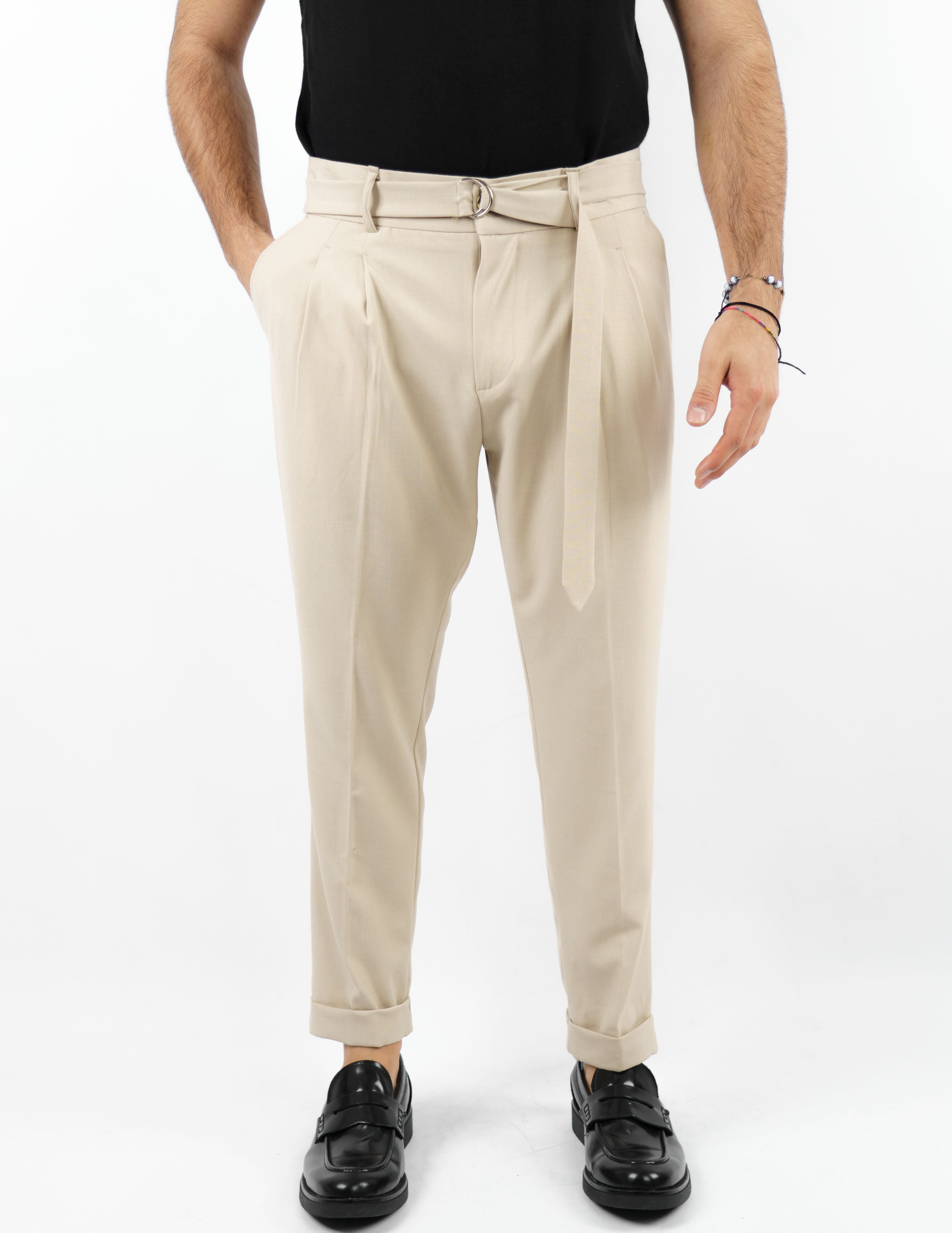 pantalone con pence e cintura