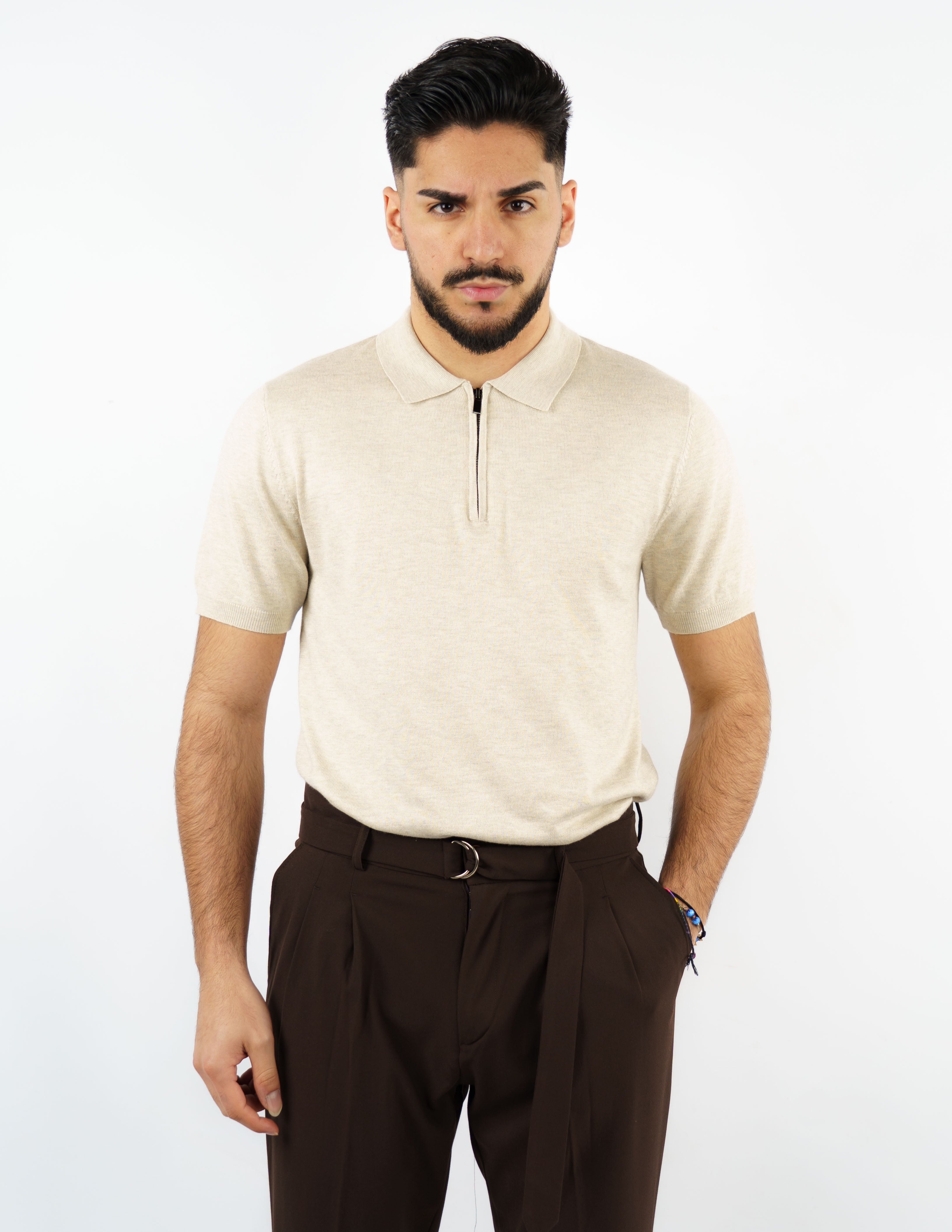 Polo manica corta con zip
