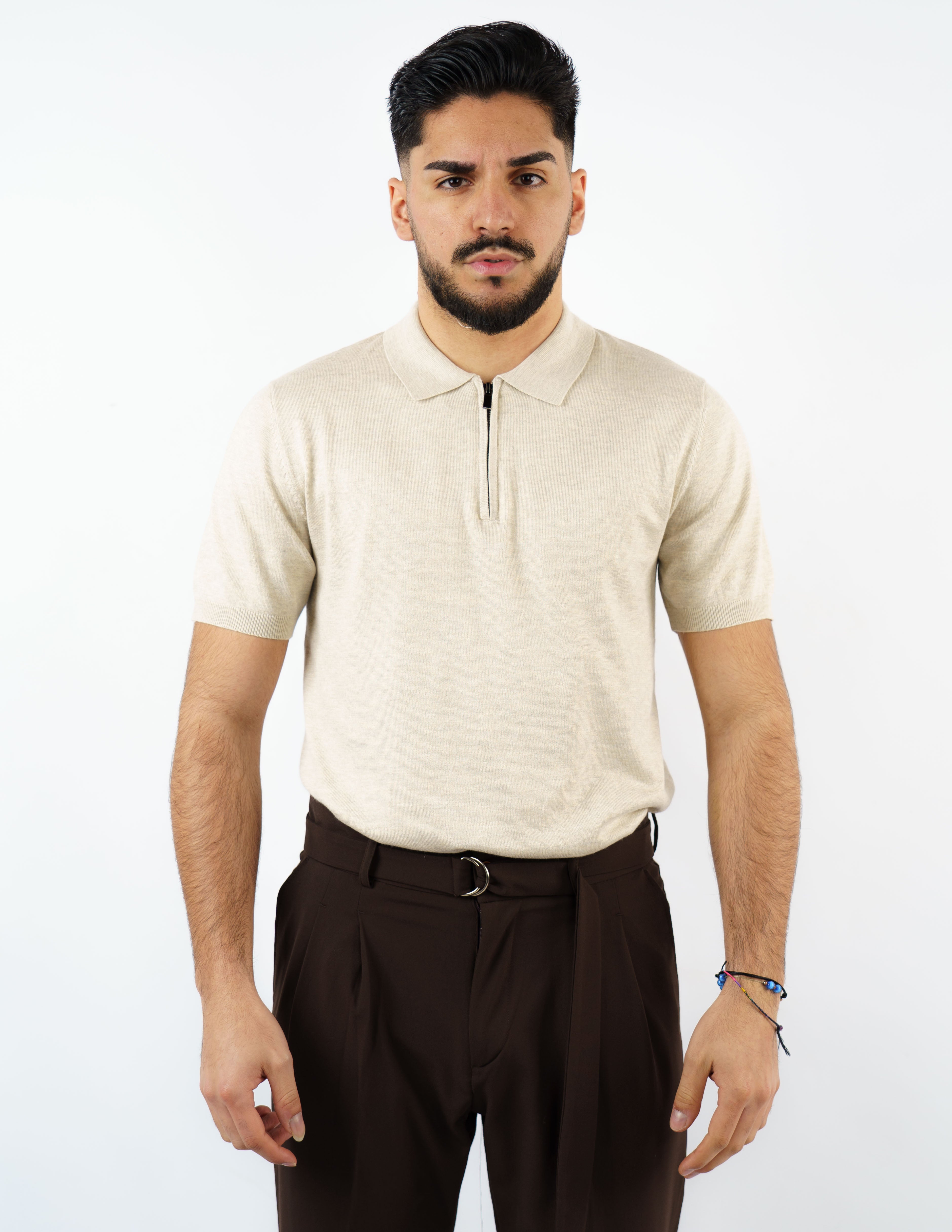 Polo manica corta con zip