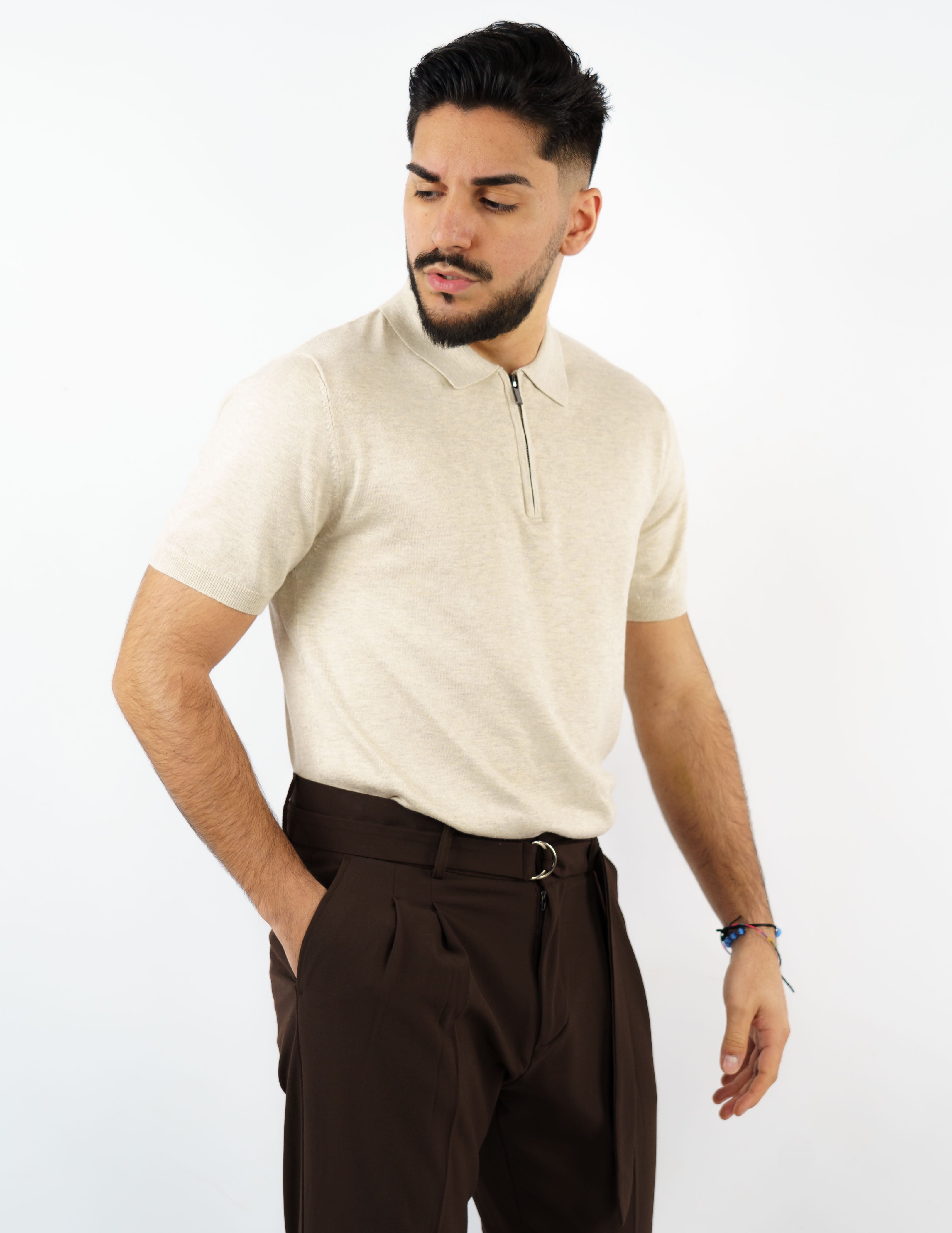 Polo manica corta con zip