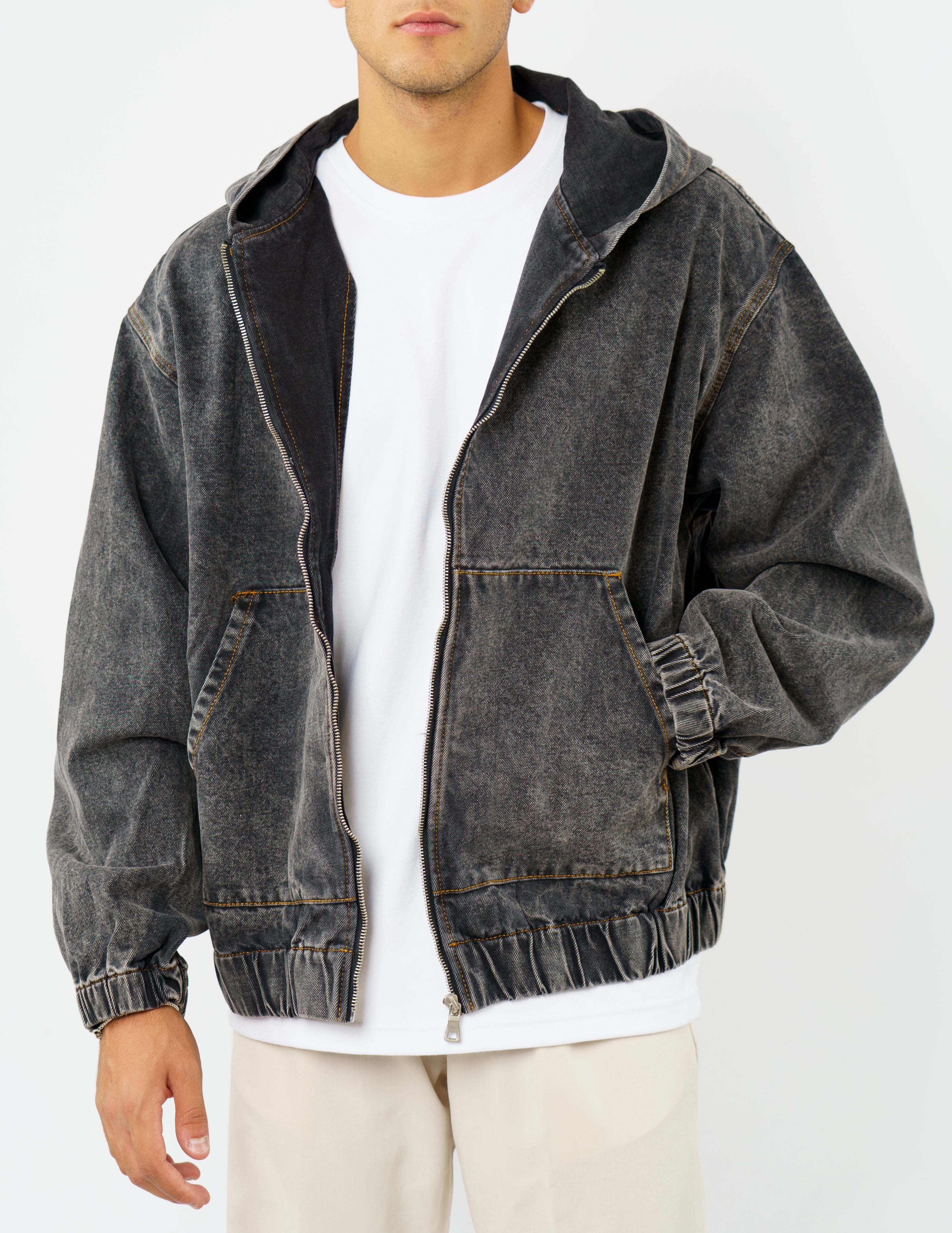 giubbino oversize in denim crop