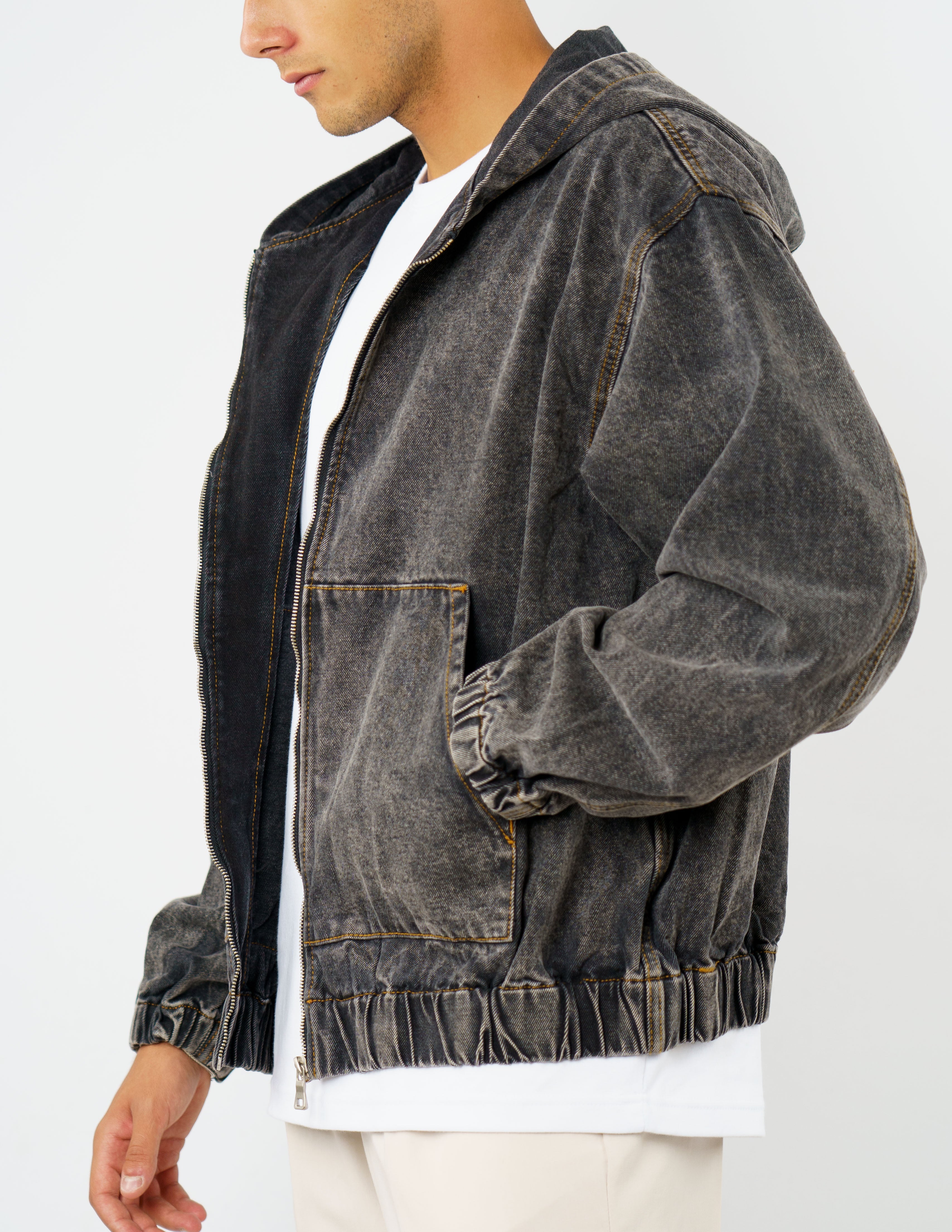 giubbino oversize in denim crop