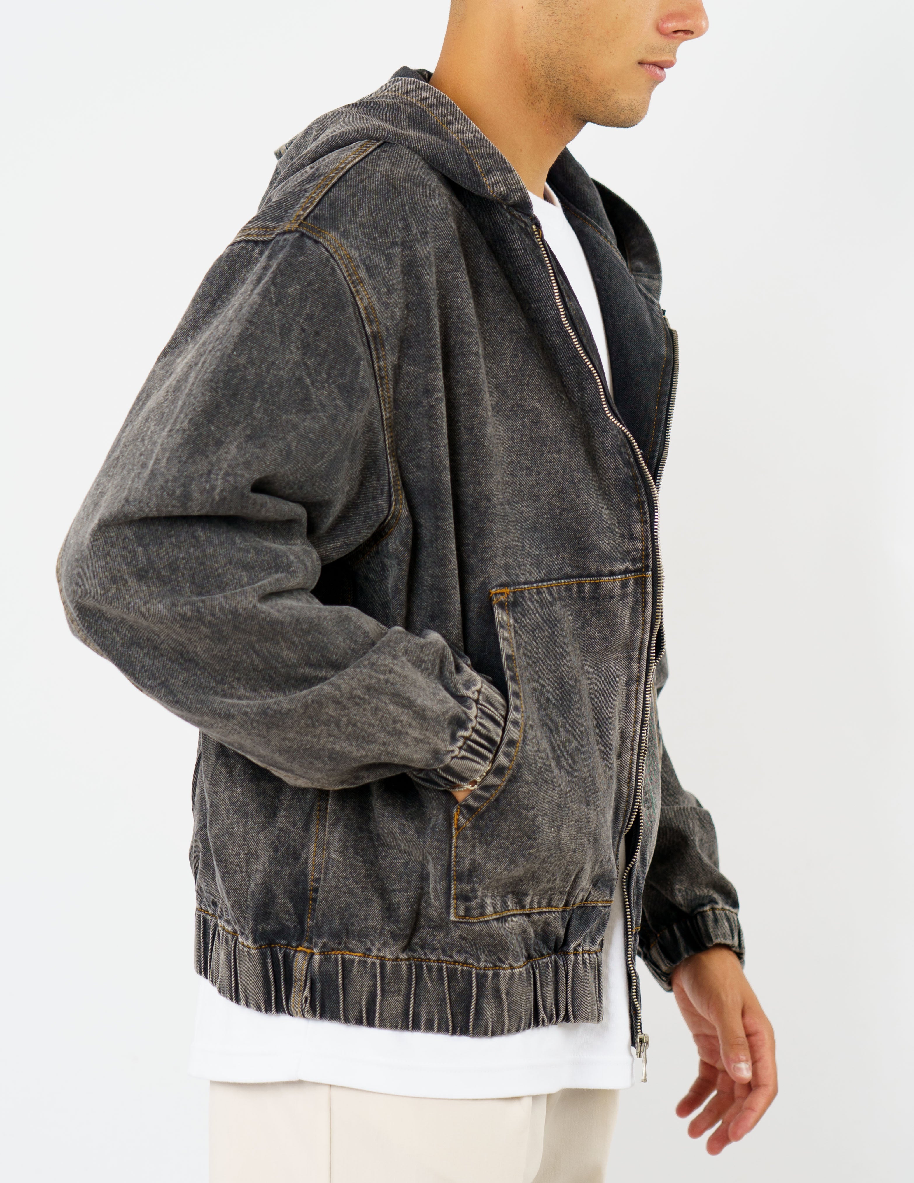 giubbino oversize in denim crop