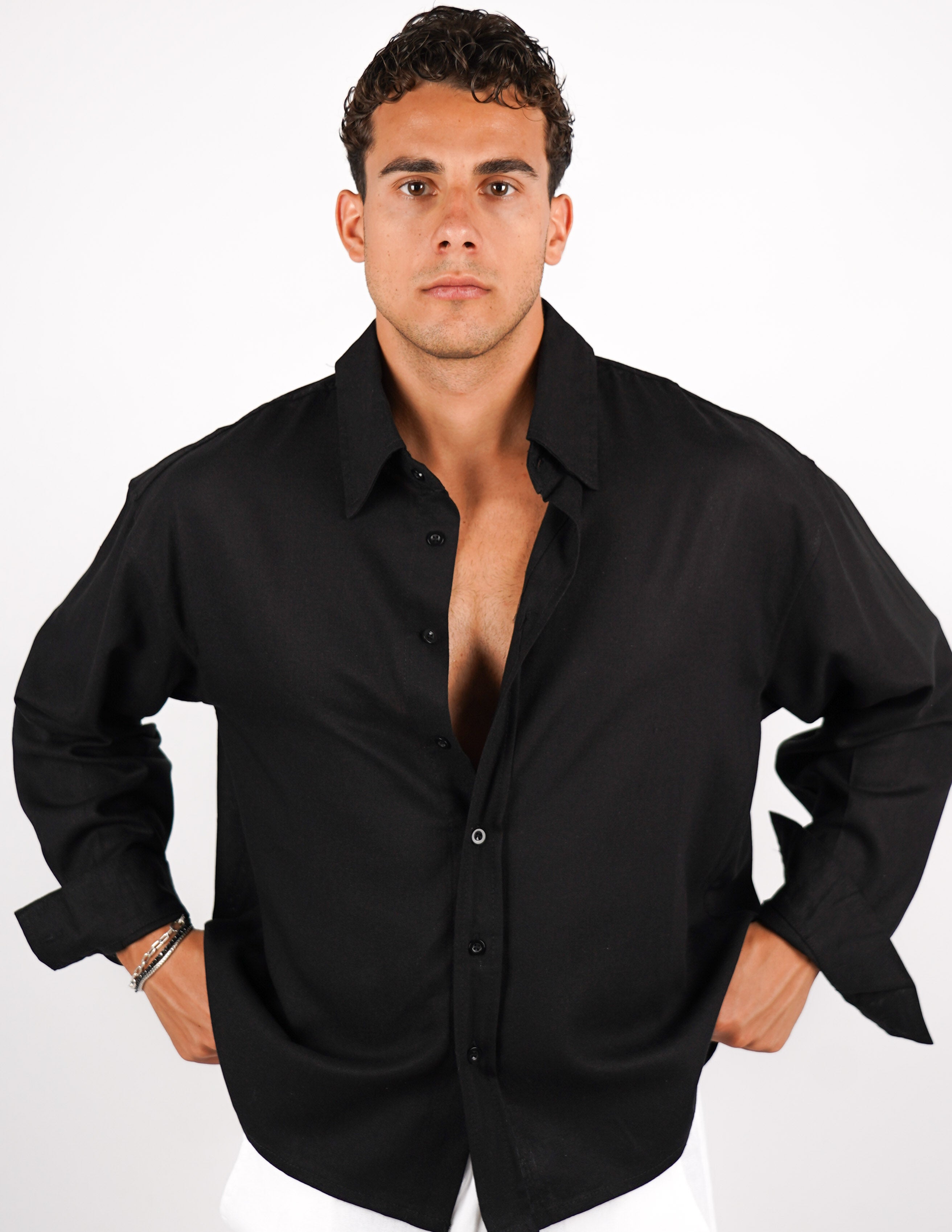 camicia crop fit in misto lino