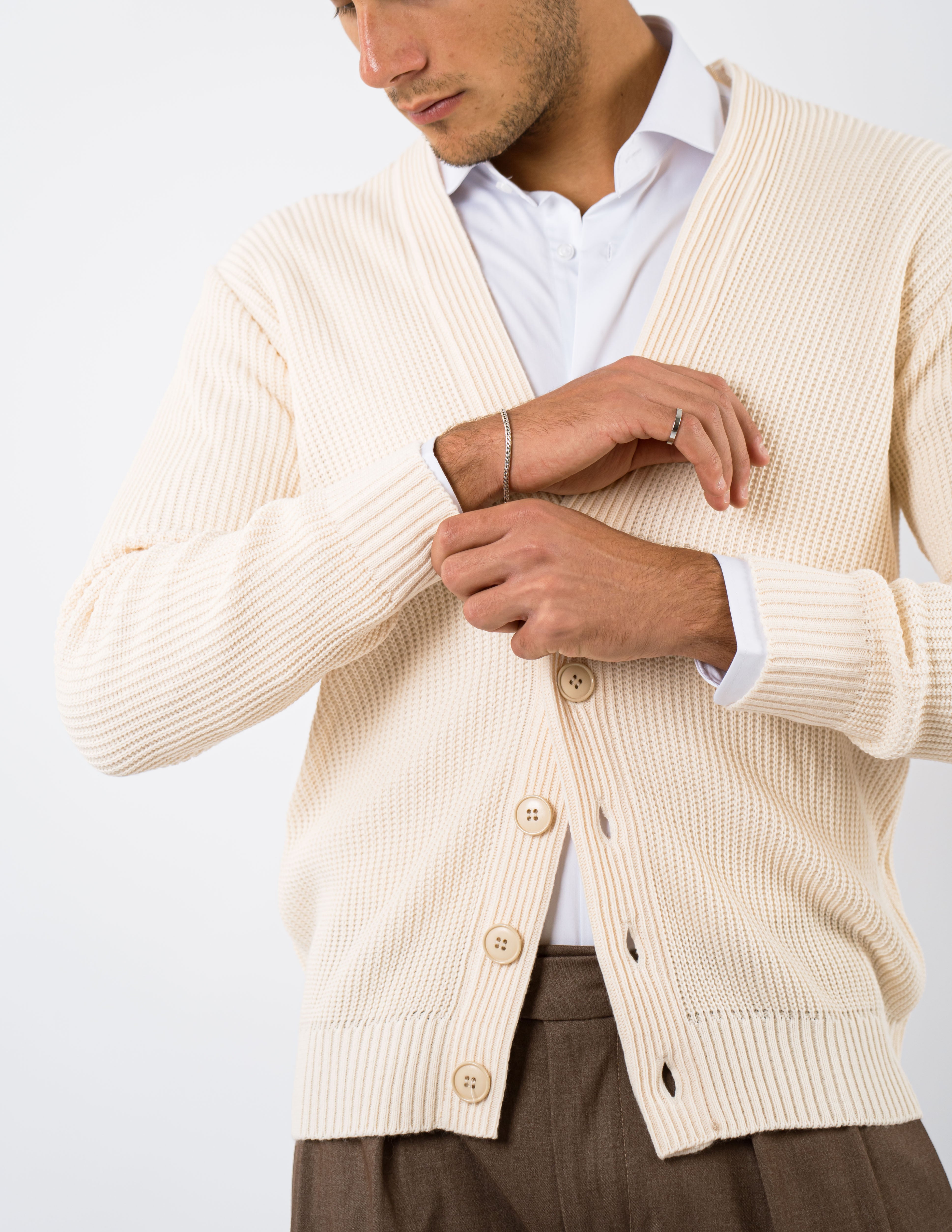 cardigan slim fit in misto lana