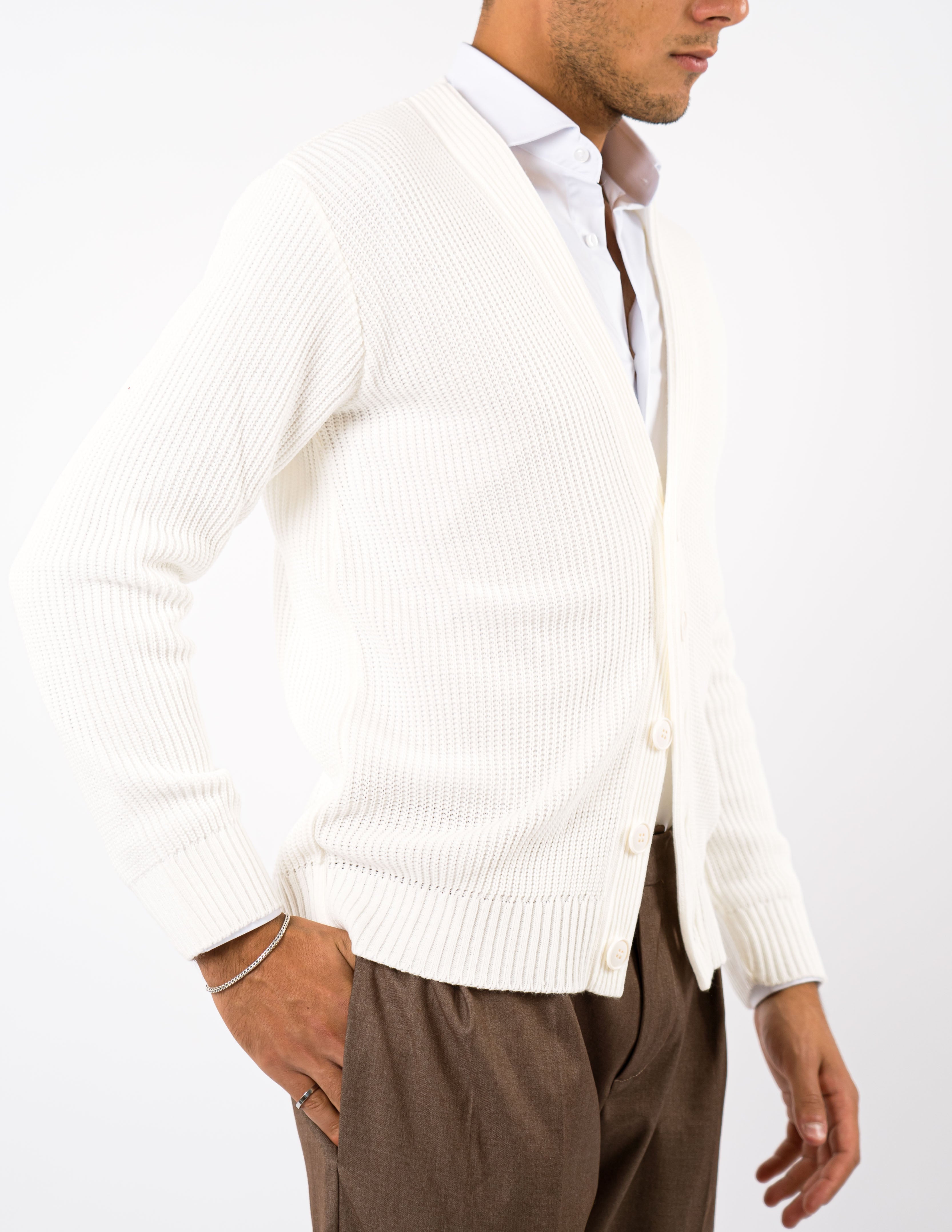 cardigan slim fit in misto lana