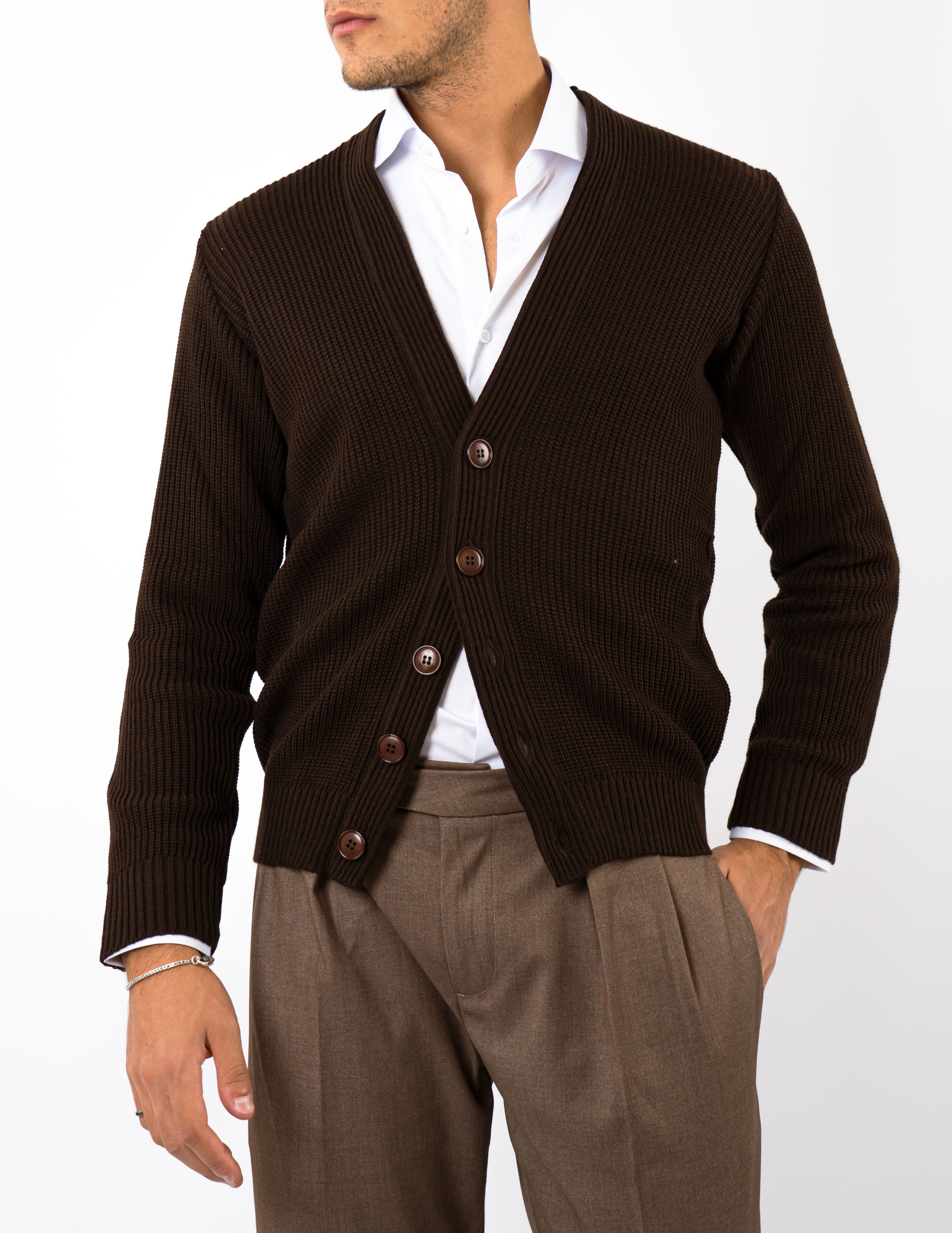 cardigan slim fit in misto lana