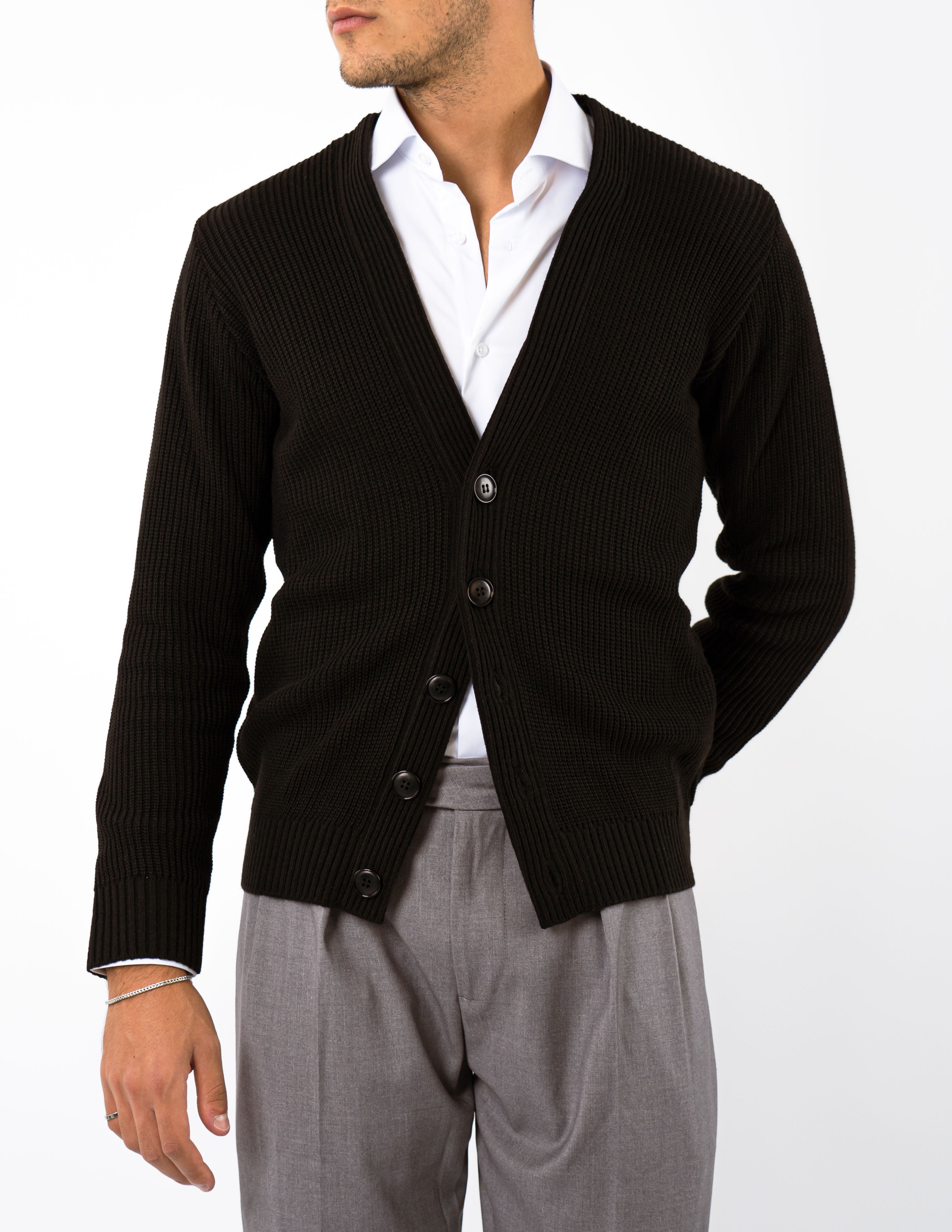 cardigan slim fit in misto lana