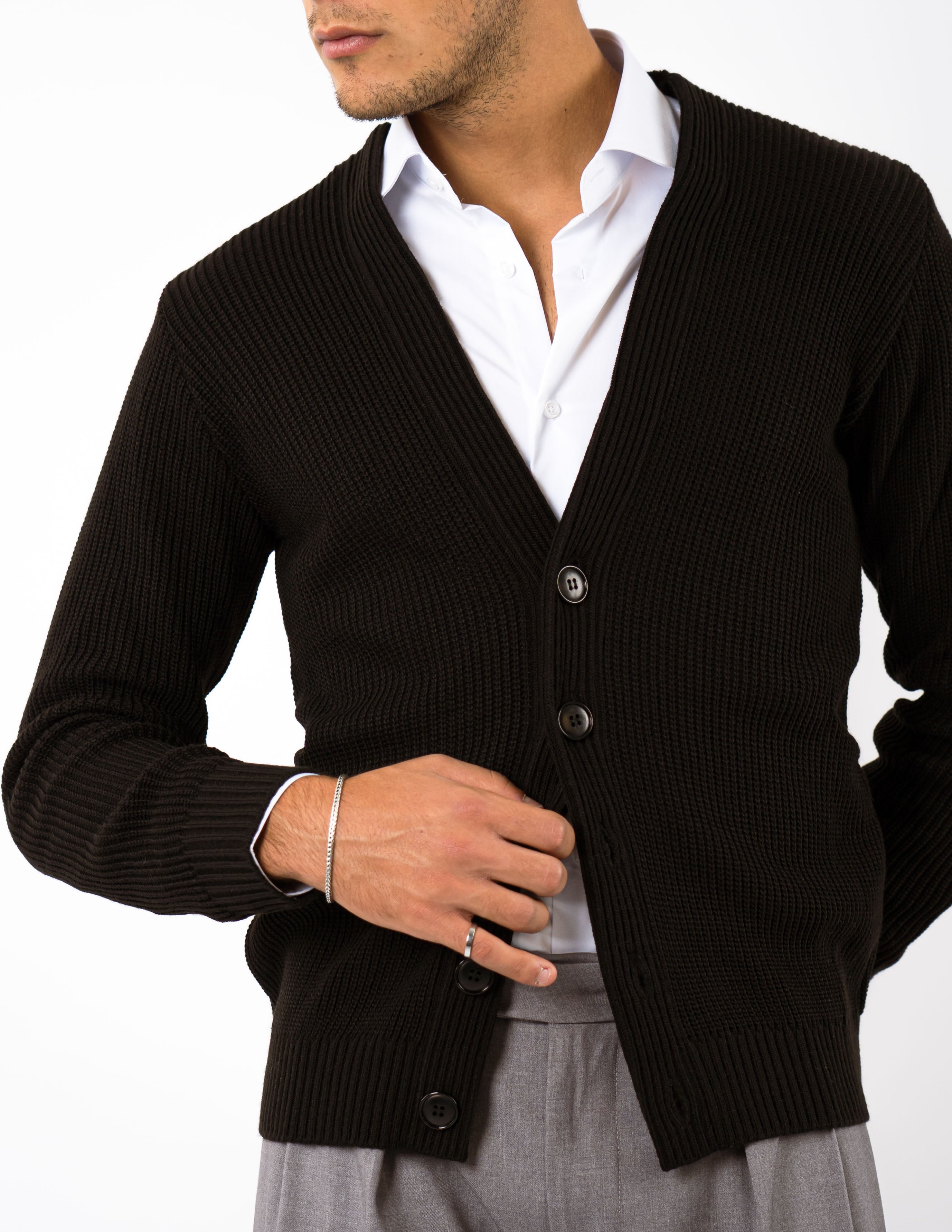 cardigan slim fit in misto lana