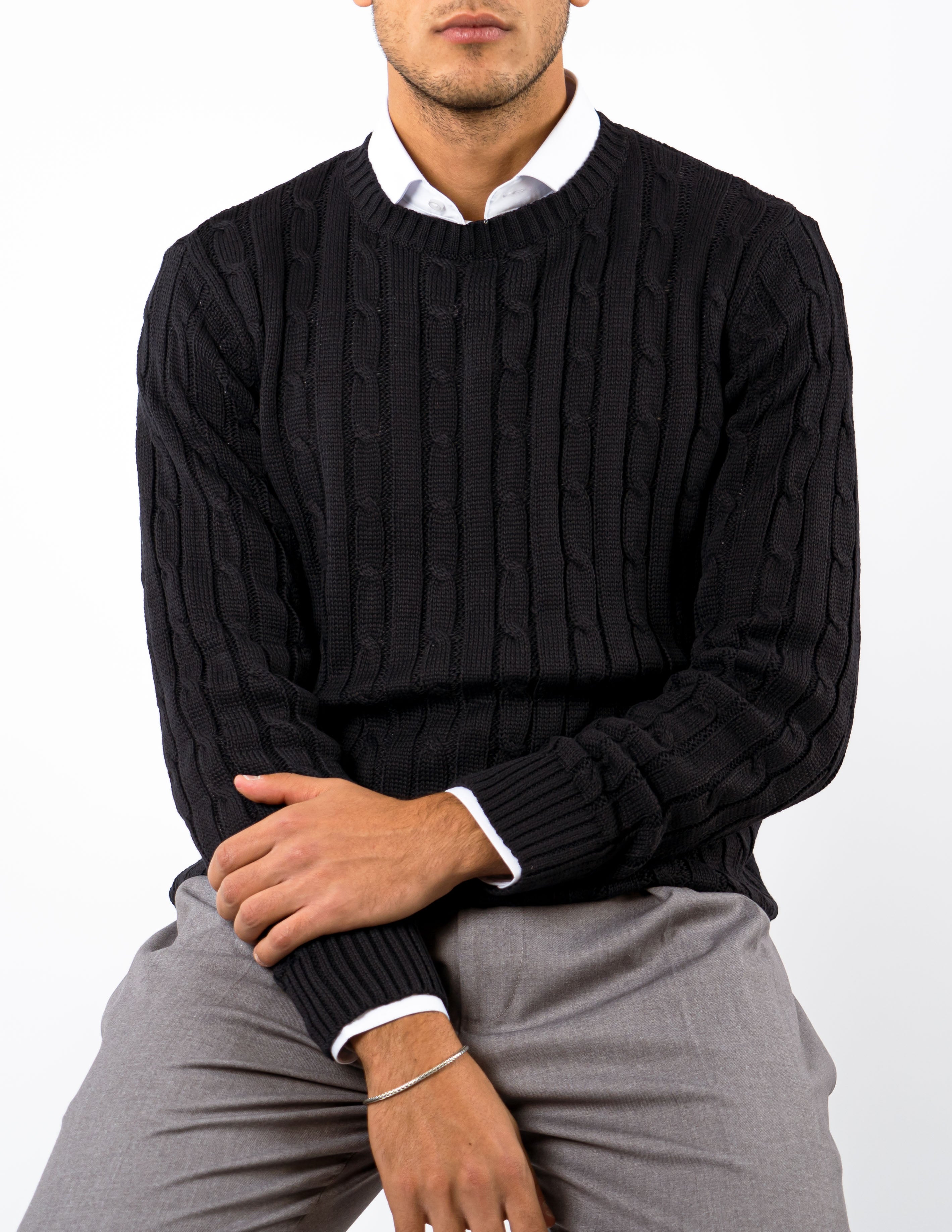 maglione girocollo basic treccia