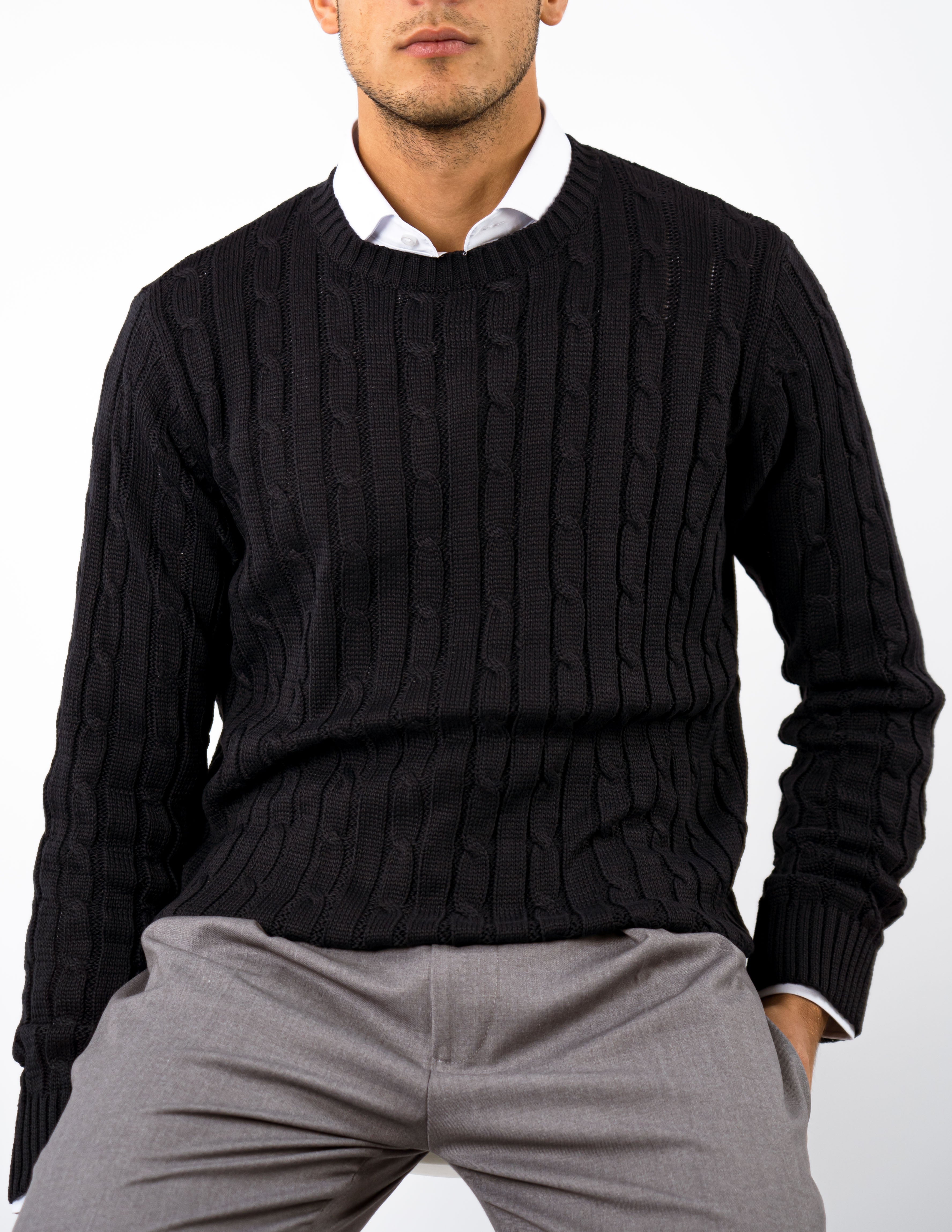 maglione girocollo basic treccia