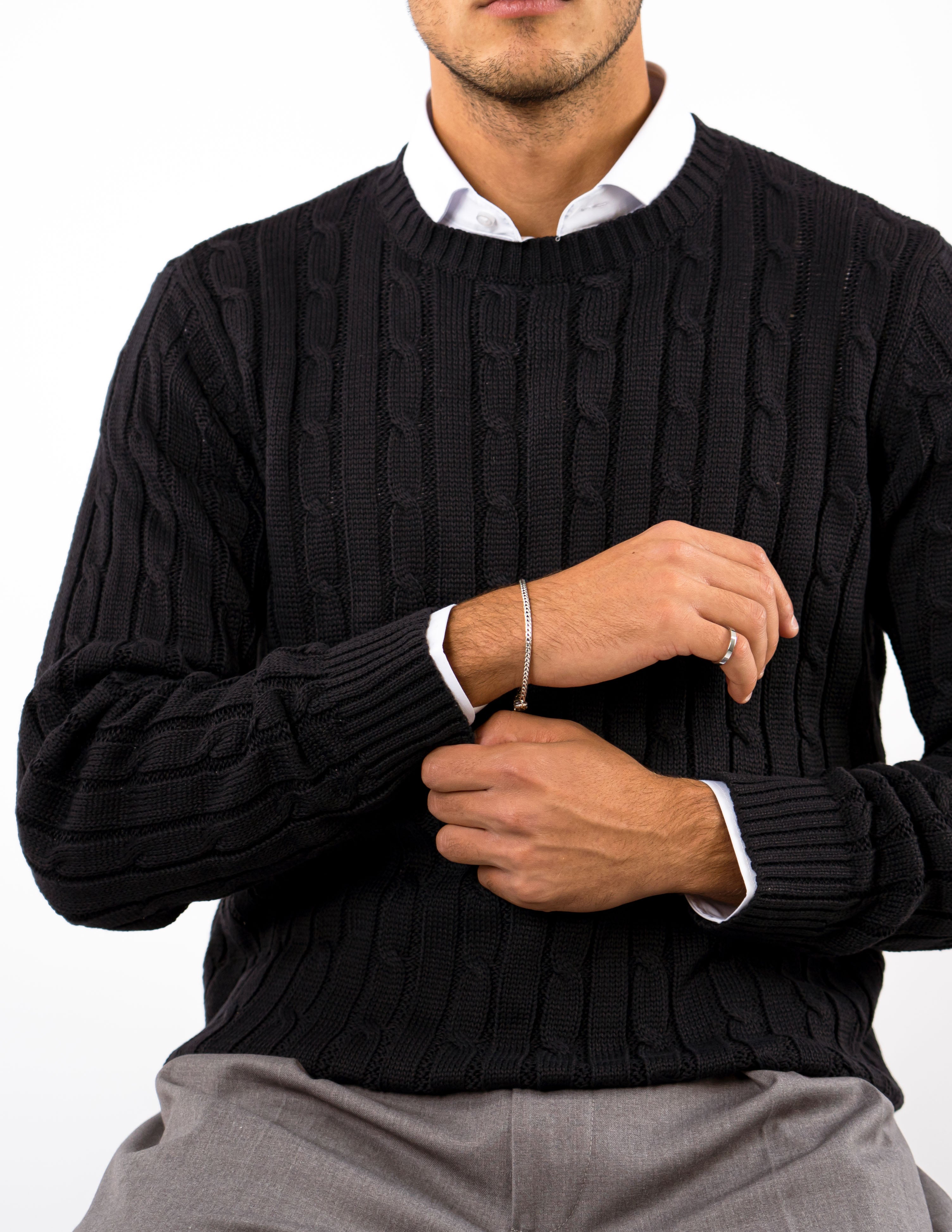 maglione girocollo basic treccia