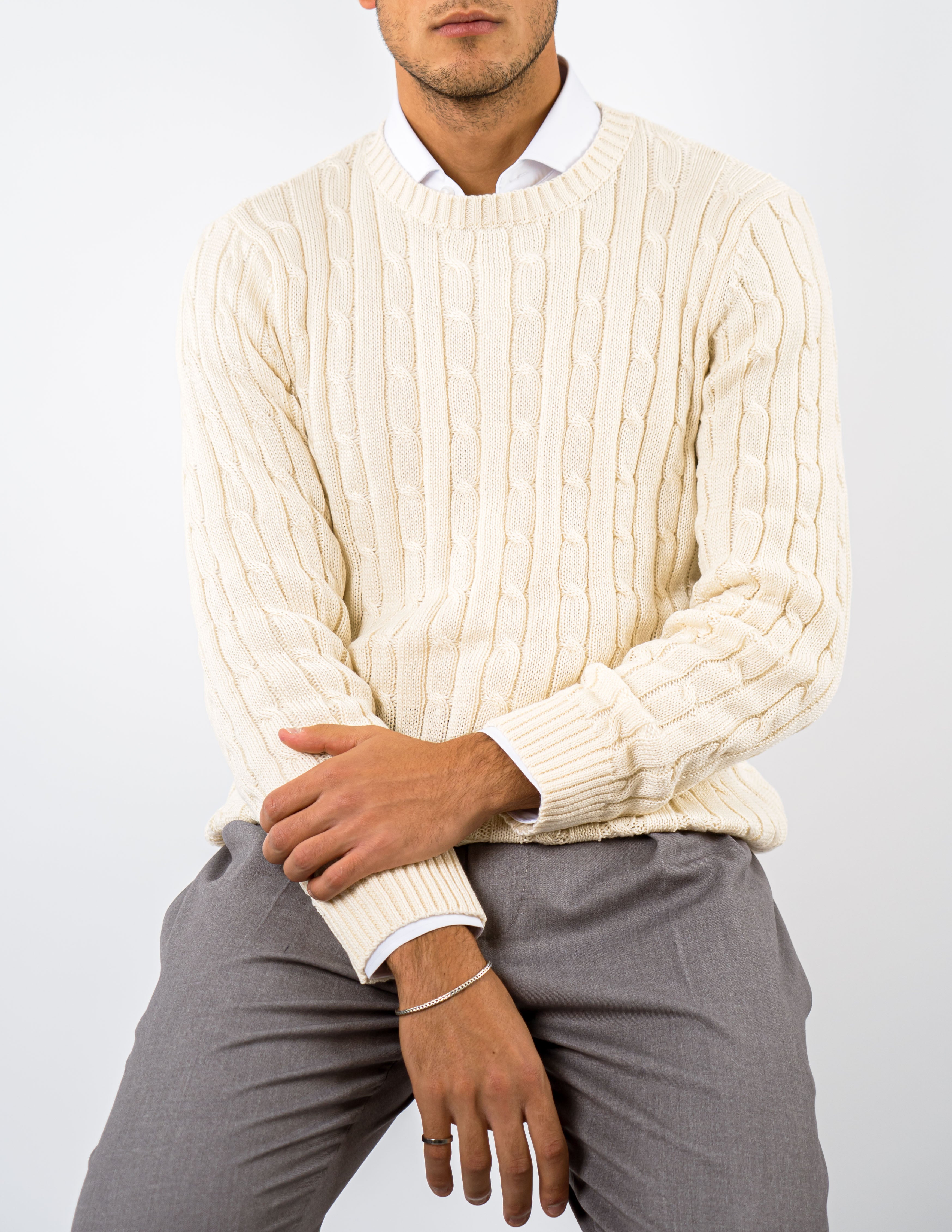 maglione girocollo basic treccia