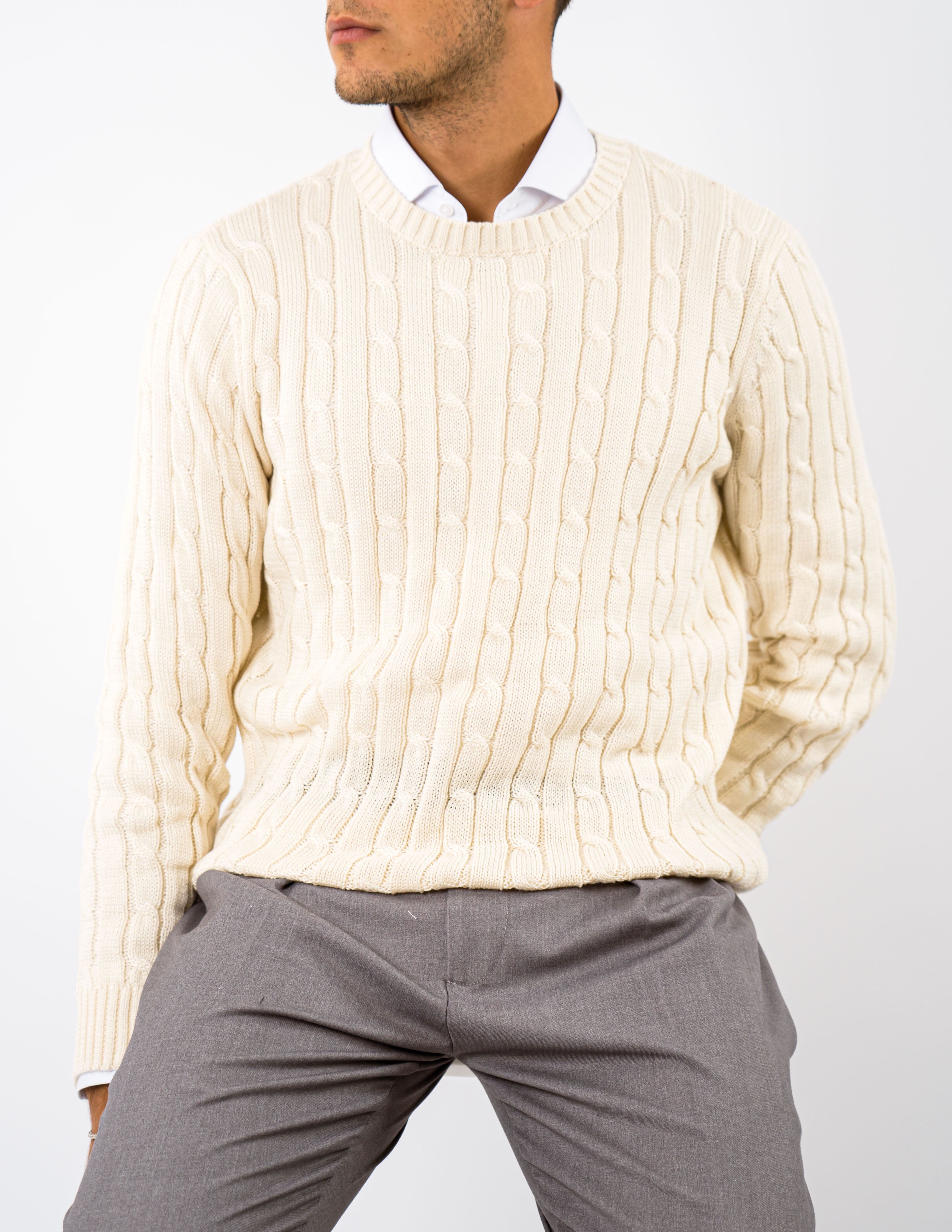 maglione girocollo basic treccia