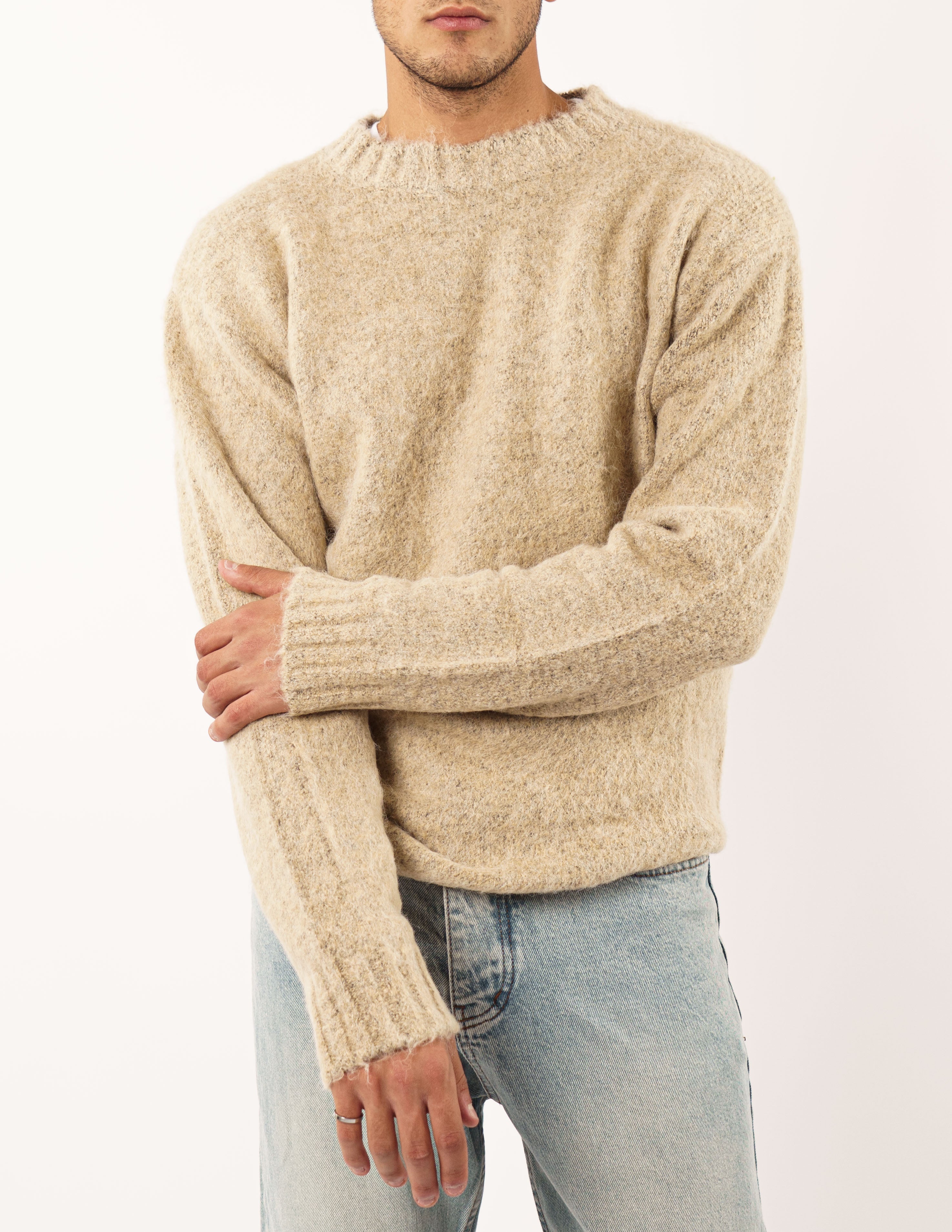 maglione strutturato girocollo in lana