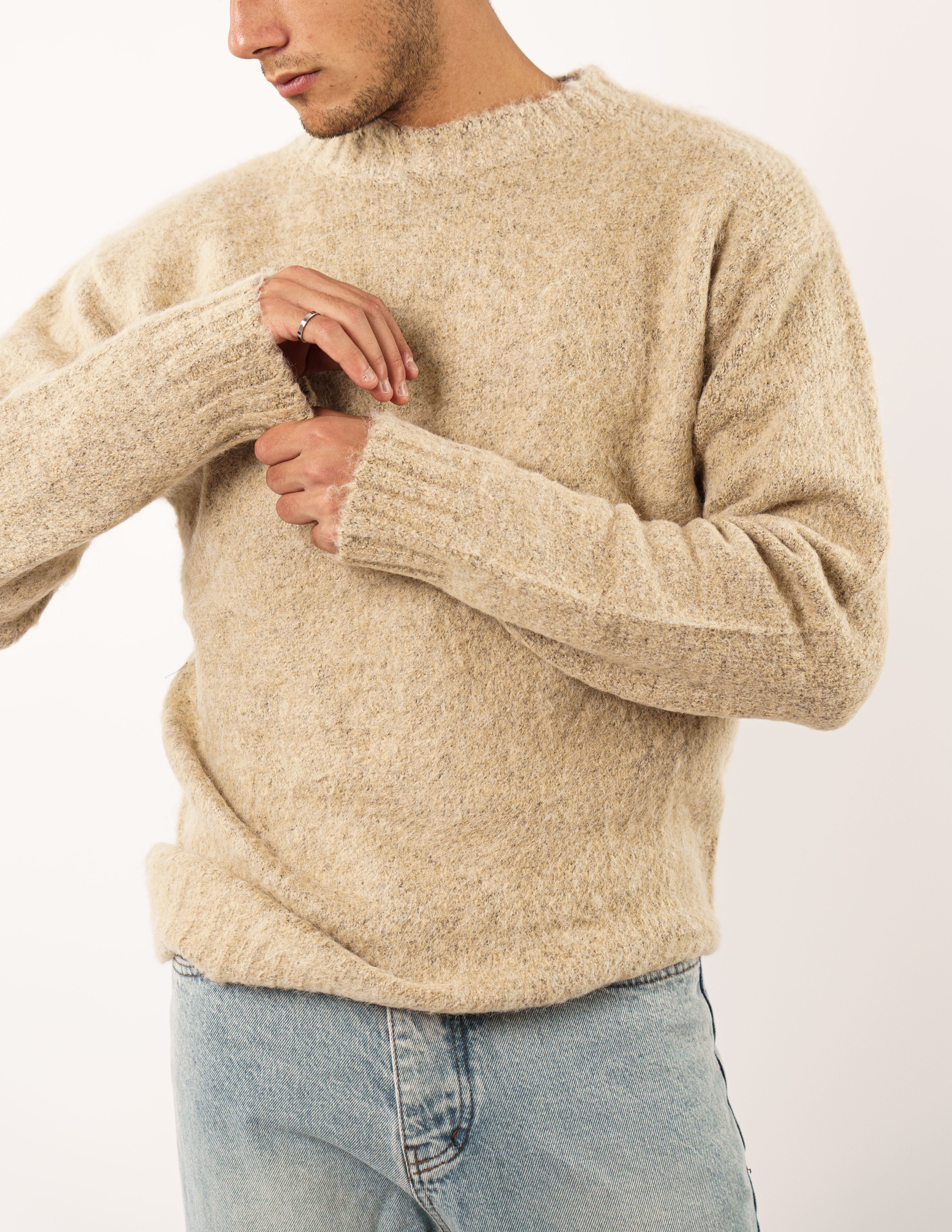 maglione strutturato girocollo in lana