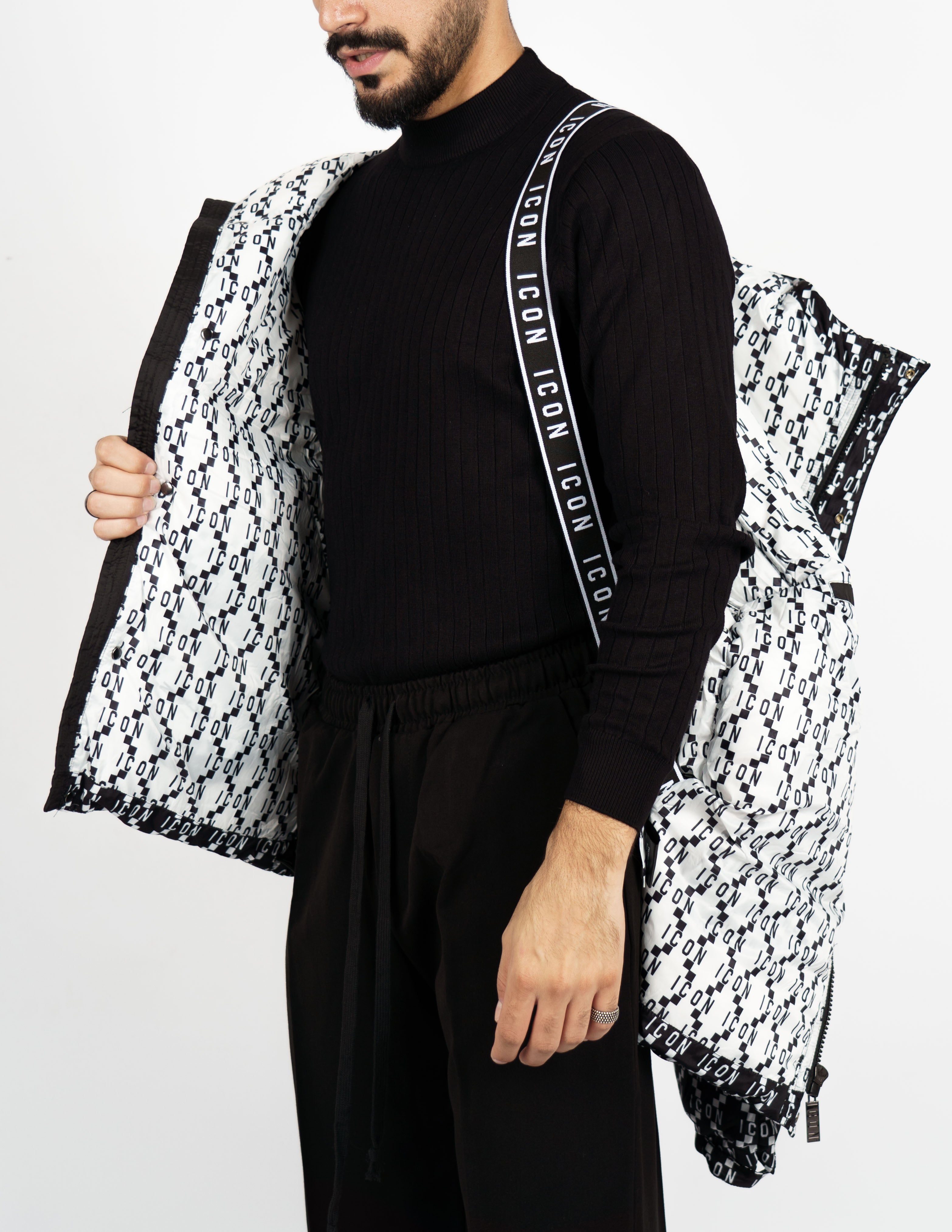 giubbino imbottito con cappuccio logo "ICON"