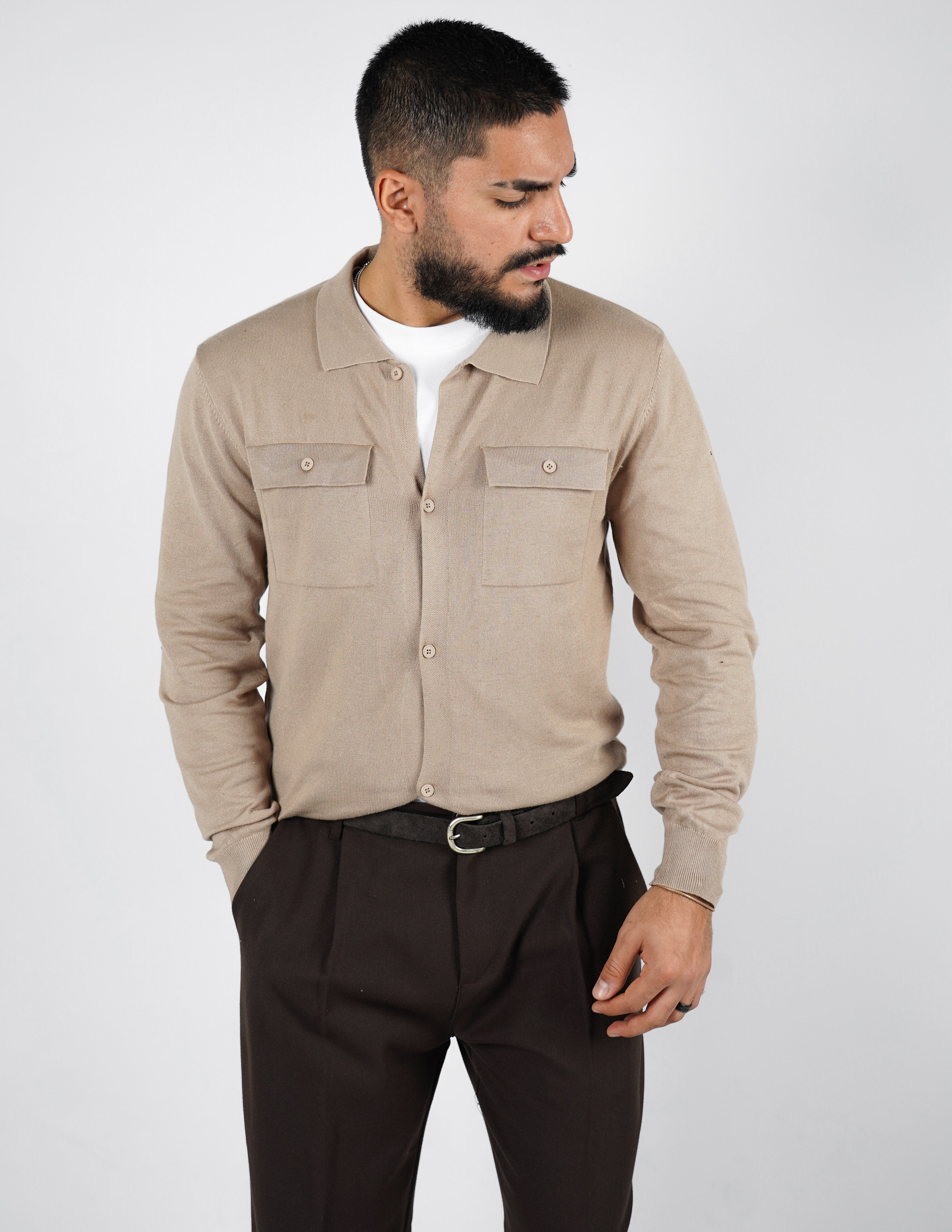 cardigan rasato con collo