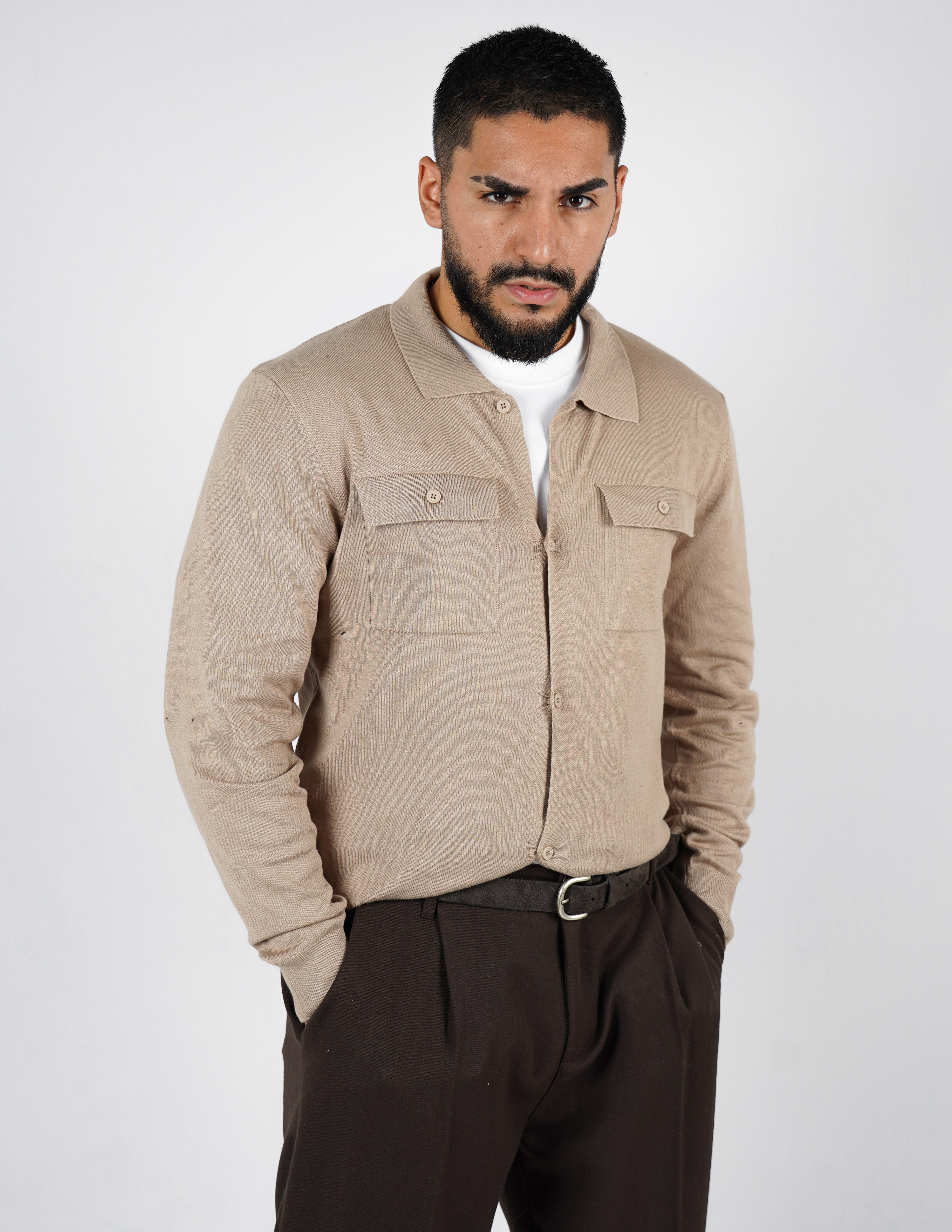 cardigan rasato con collo